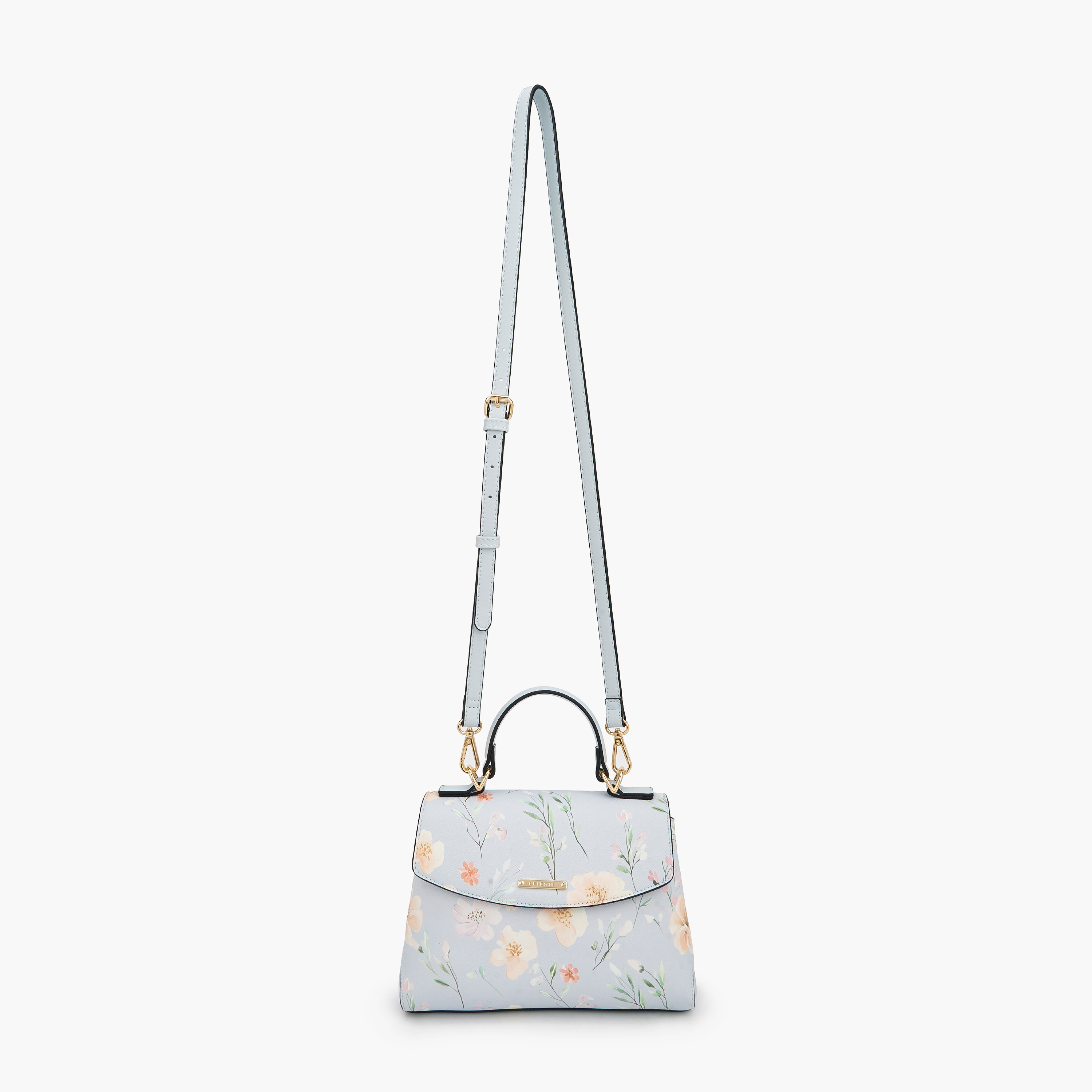 Celeste Floral Print Satchel Bag with Adjustable Strap-women-bagsandwallets-handbags-image-2