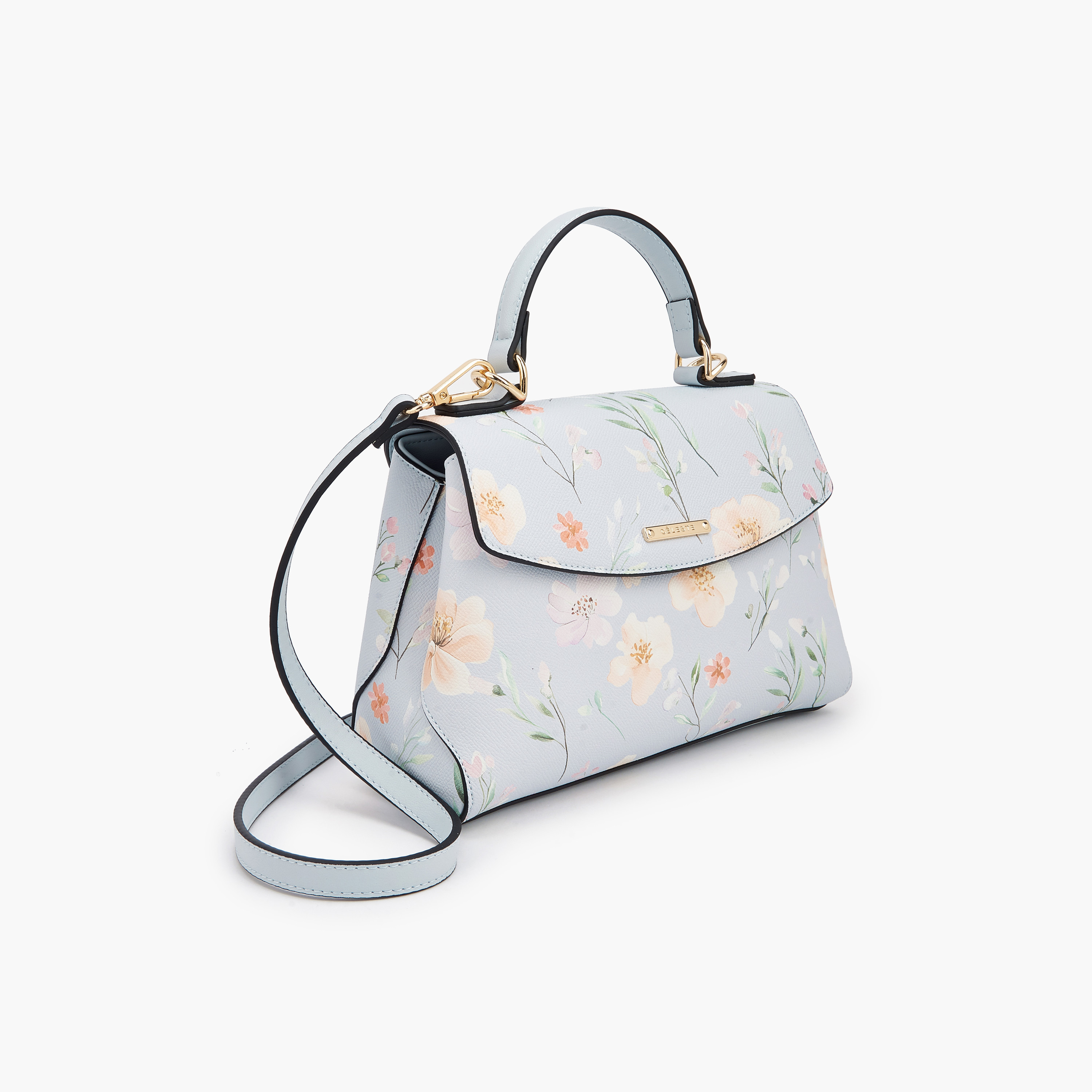 Celeste Floral Print Satchel Bag with Adjustable Strap-women-bagsandwallets-handbags-image-3