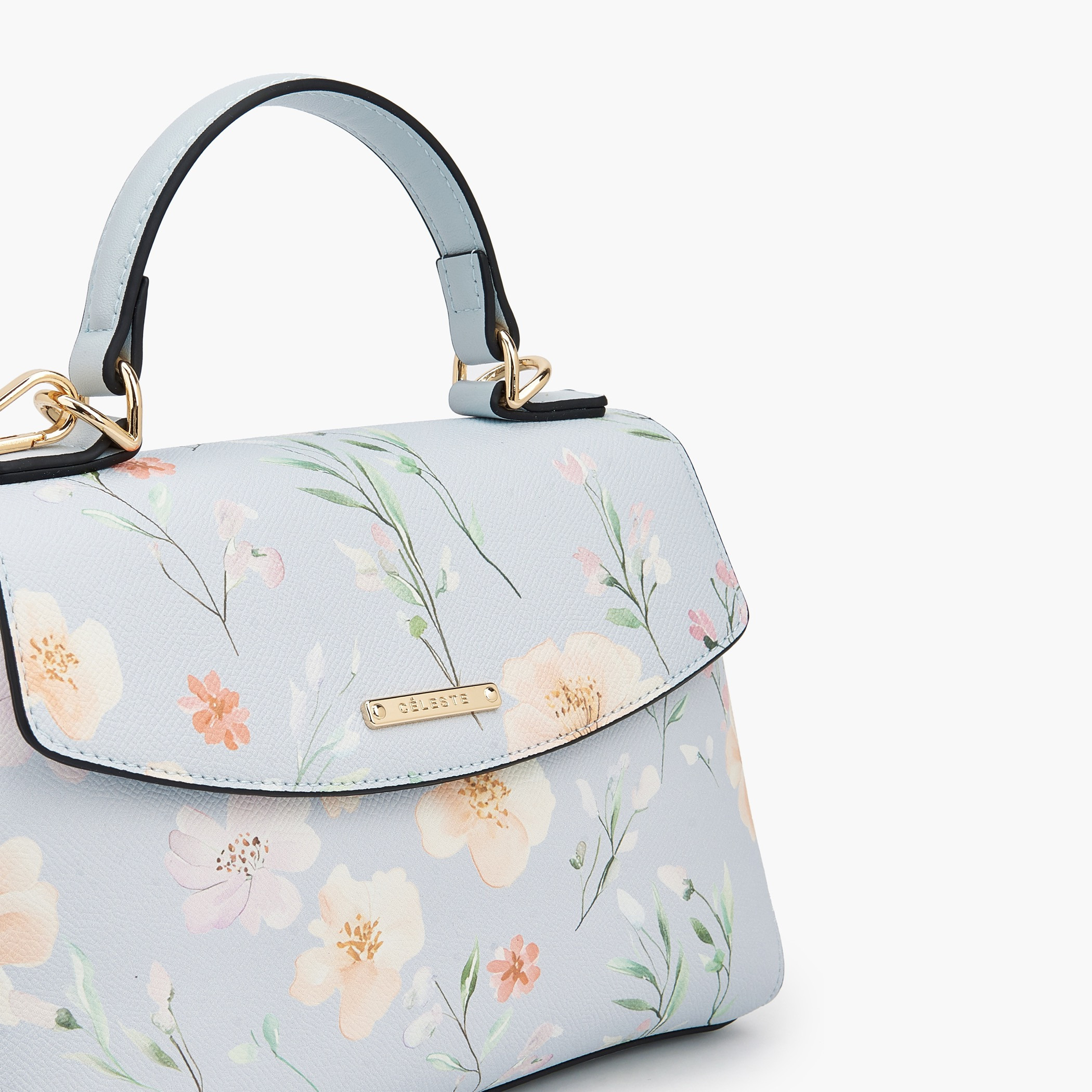 Celeste Floral Print Satchel Bag with Adjustable Strap-women-bagsandwallets-handbags-image-4