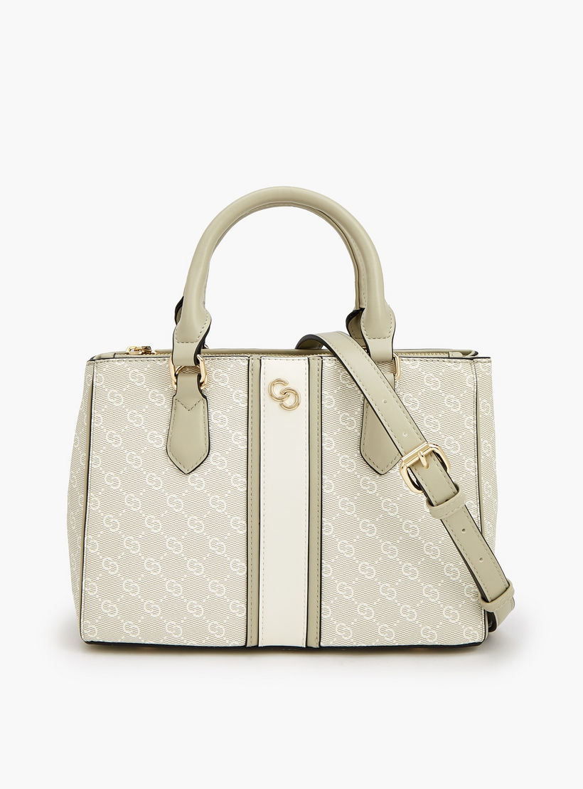 Celeste Monogram Print Tote Bag with Adjustable Strap-women-bagsandwallets-handbags-image-1