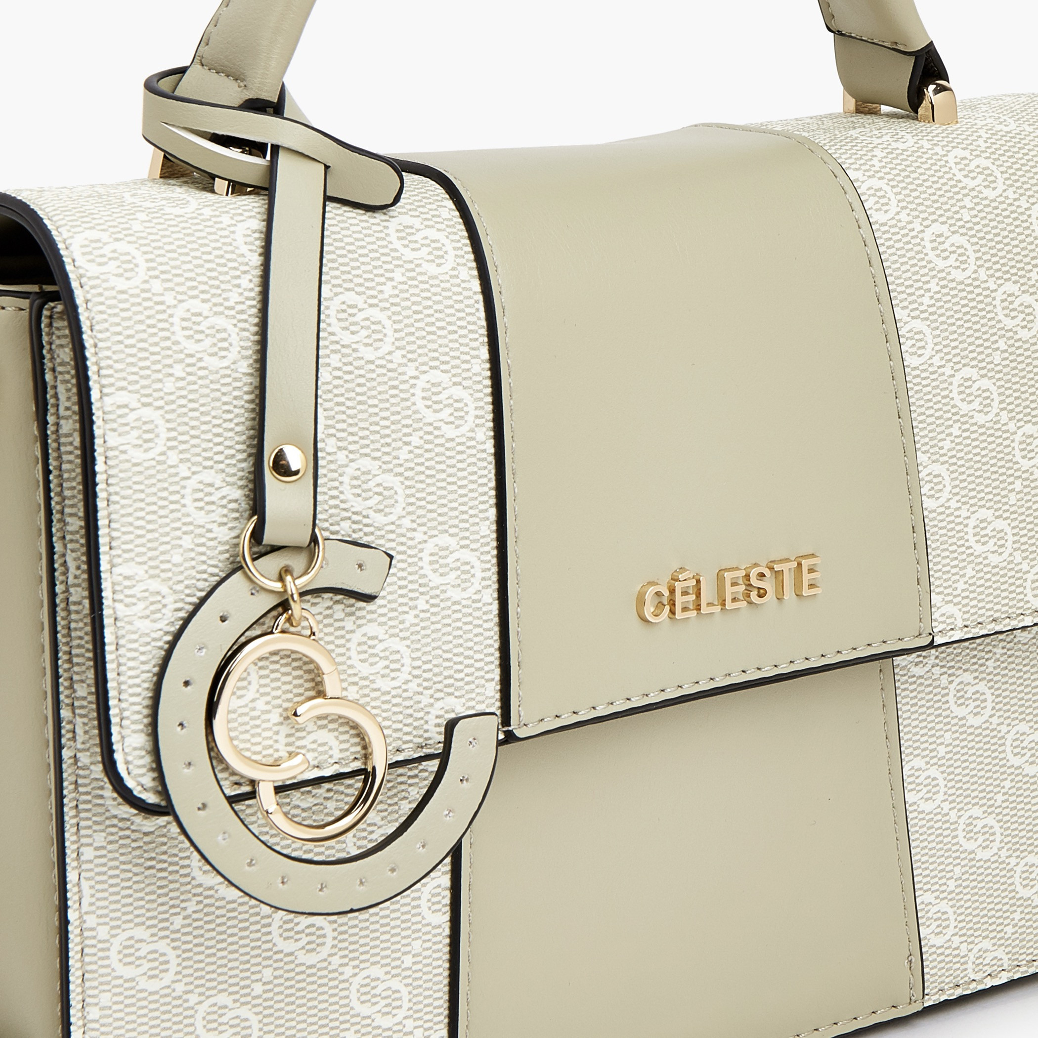 Celeste Monogram Print Satchel Bag with Flap Closure-women-bagsandwallets-handbags-image-4