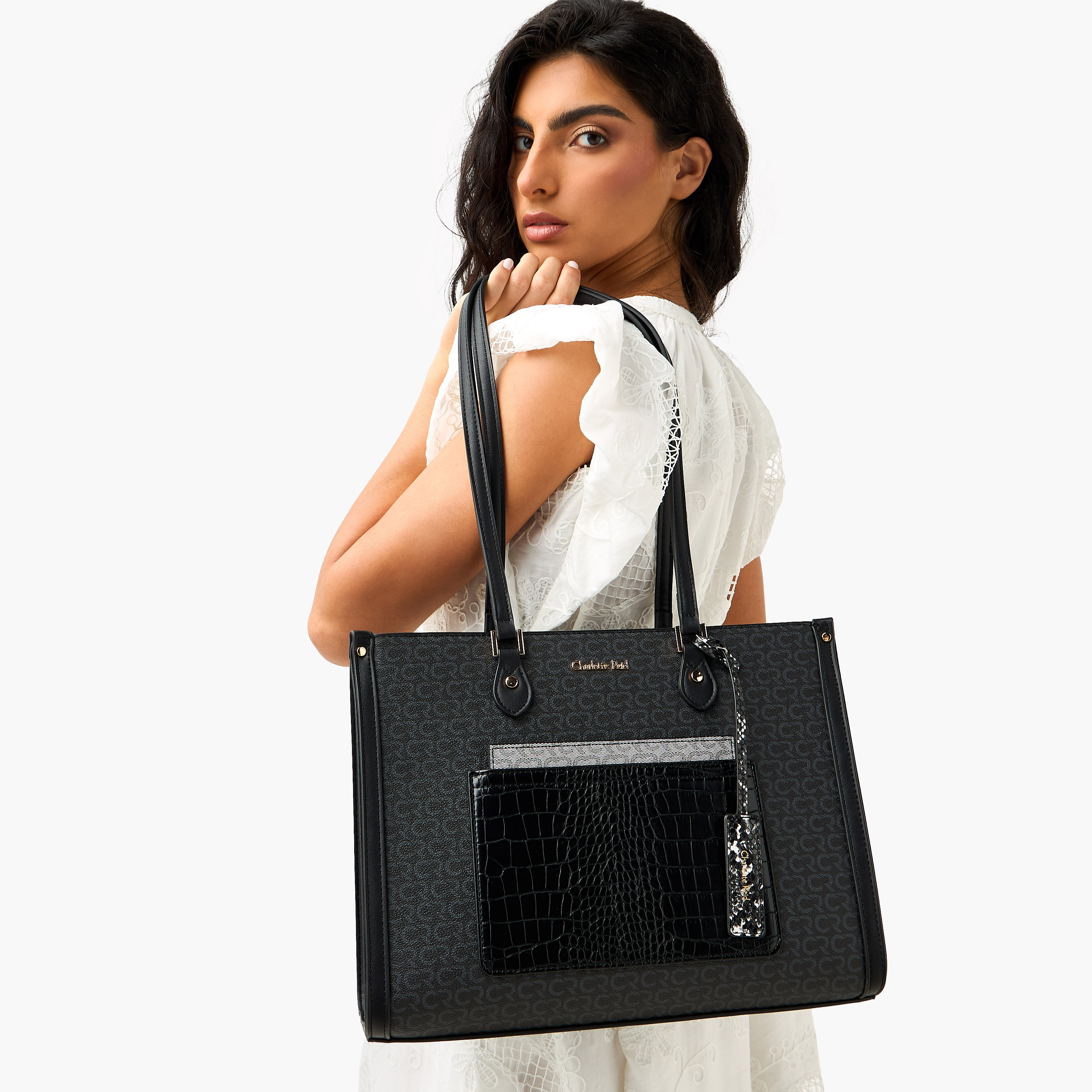 شنطة توت بطبعات مونوجرام وبمقبض مزدوج من شارلوت ريد-women-bagsandwallets-handbags-image-2