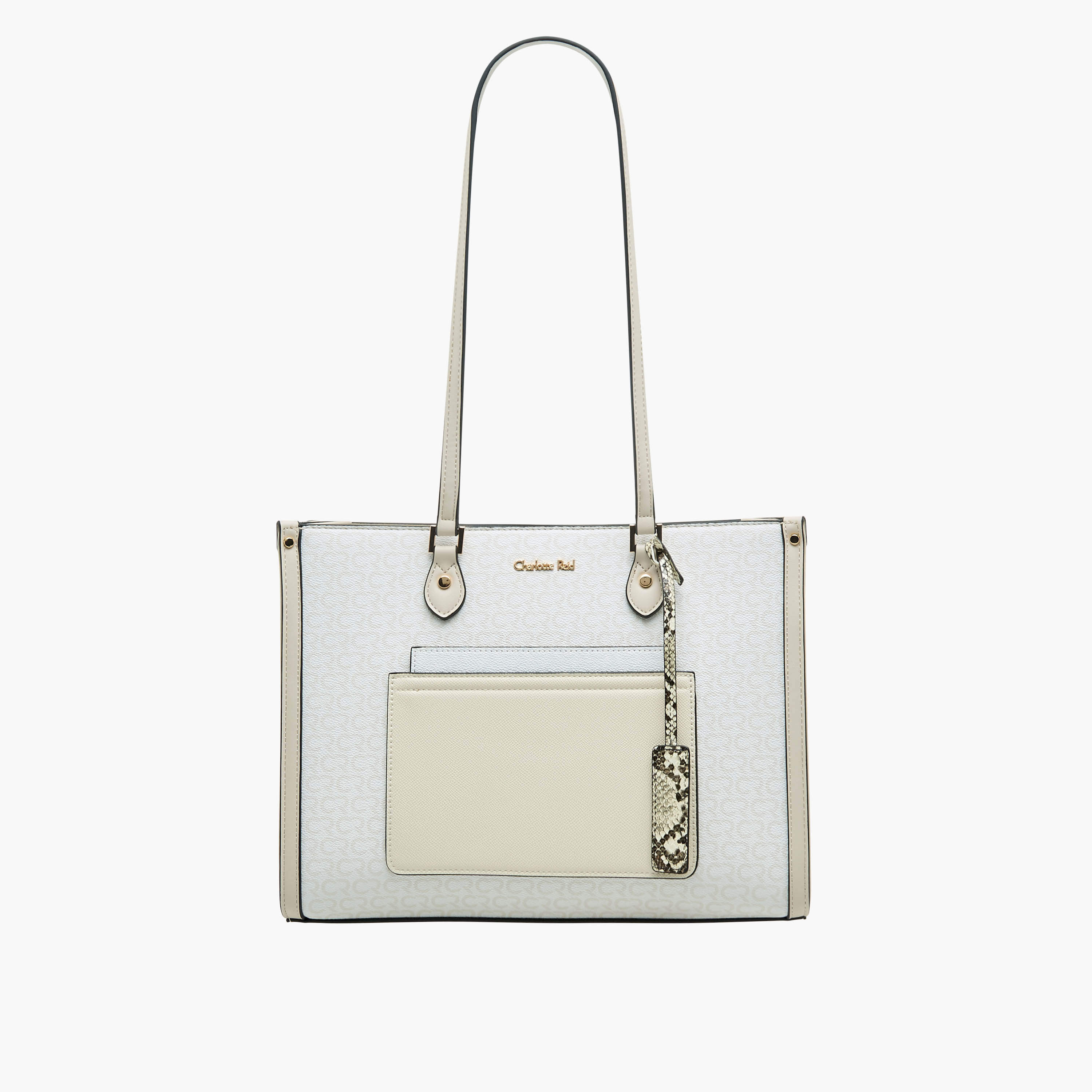 Charlotte Reid Monogram Print Tote Bag with Double Handle-women-bagsandwallets-handbags-image-1
