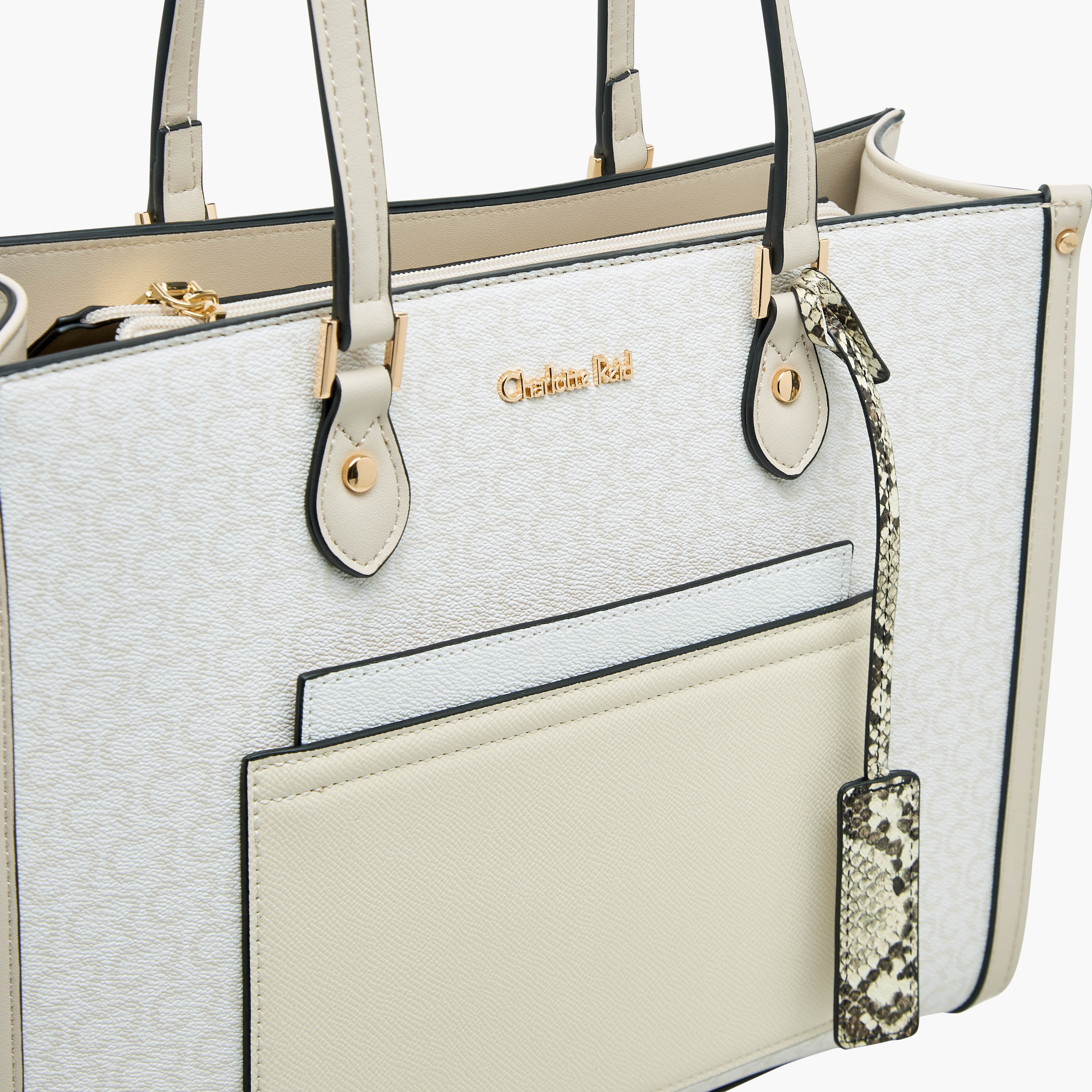 Charlotte Reid Monogram Print Tote Bag with Double Handle-women-bagsandwallets-handbags-image-5