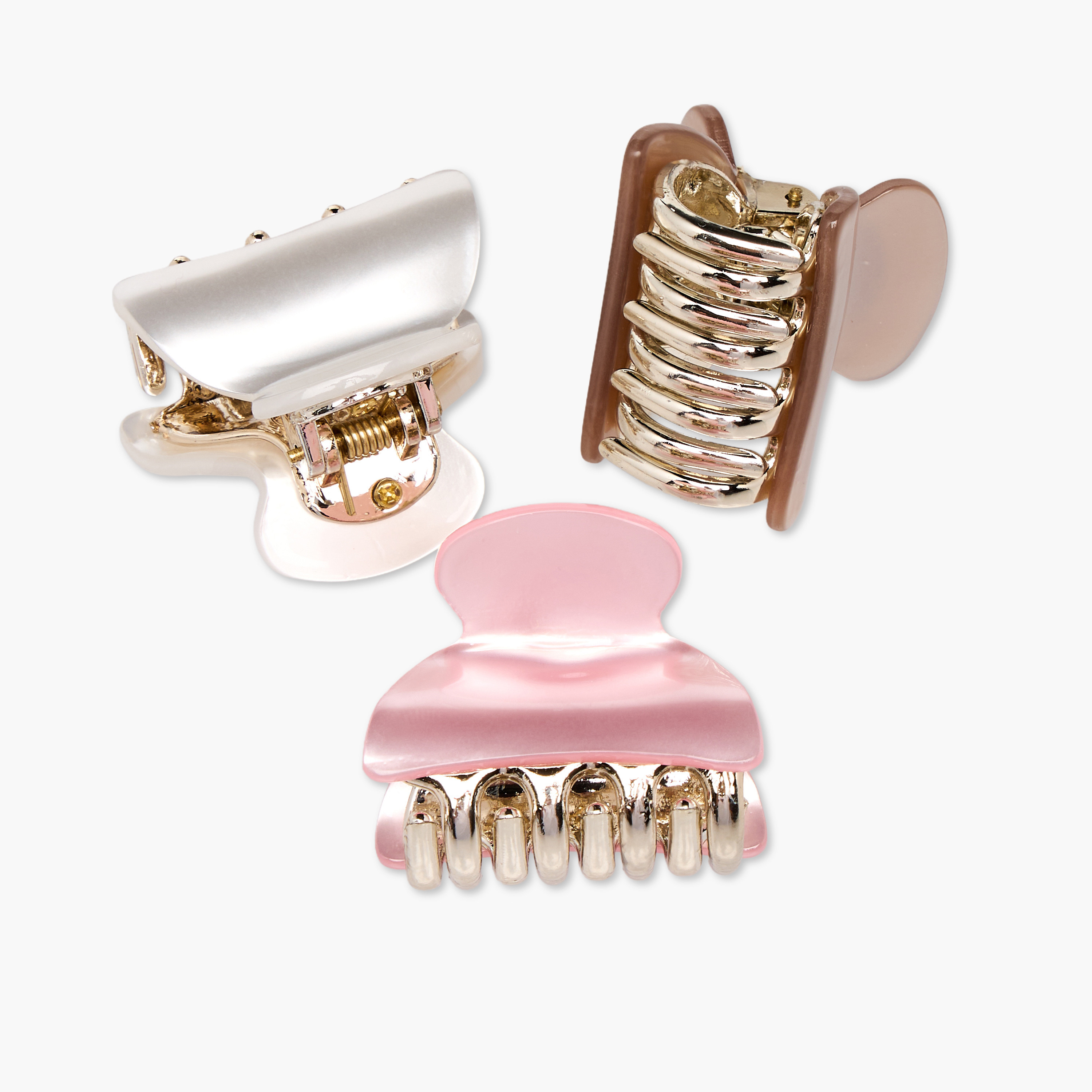 Pack of 3 Curved Hair Clamp with Pearl Finish-women-hairaccessories-clamps-image-6