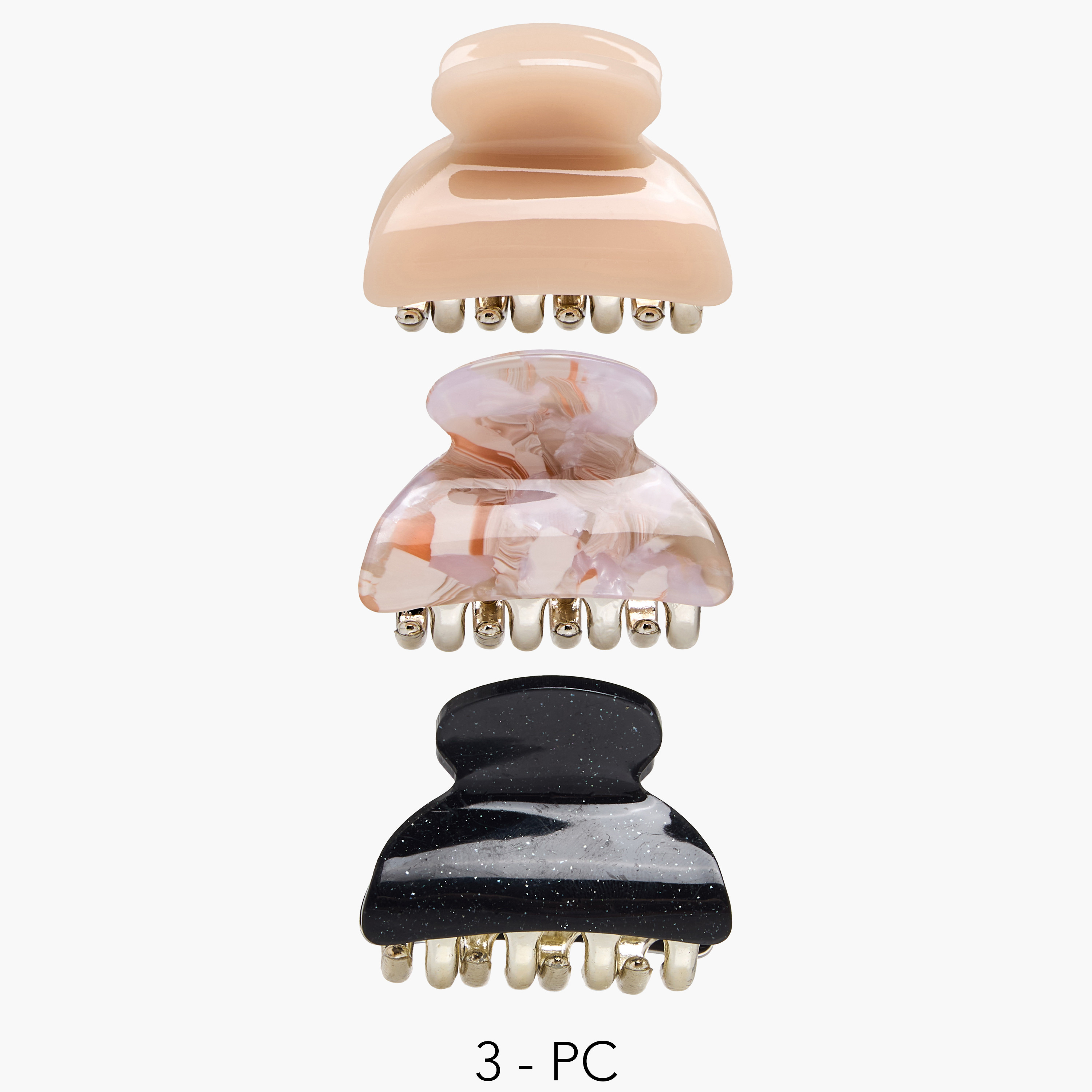 Pack of 3 Curved Hair Clamp with Pearl Finish-women-hairaccessories-clamps-image-1