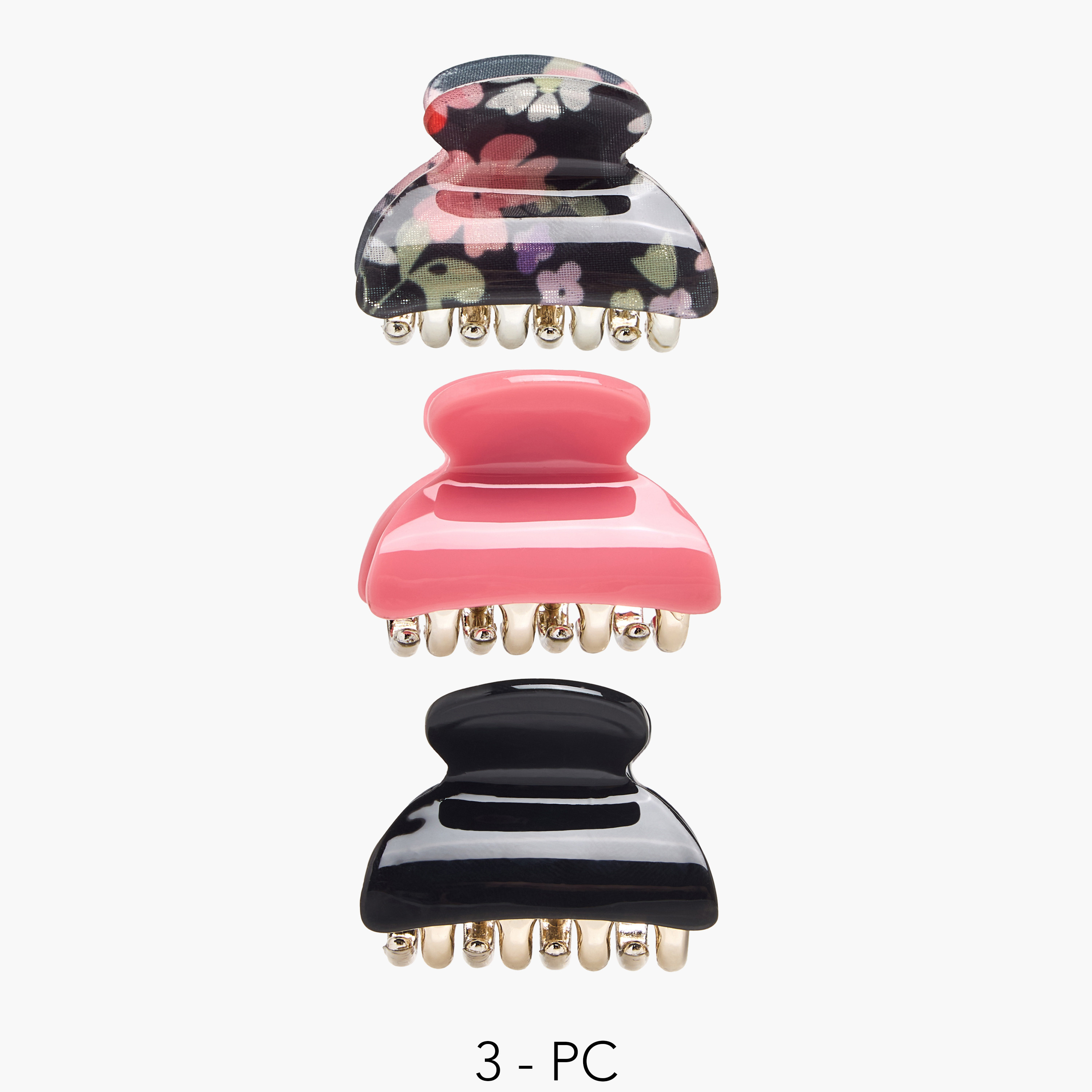 Pack of 3 Curved Shape Hair Clamps with Assorted Design-women-hairaccessories-clamps-image-1
