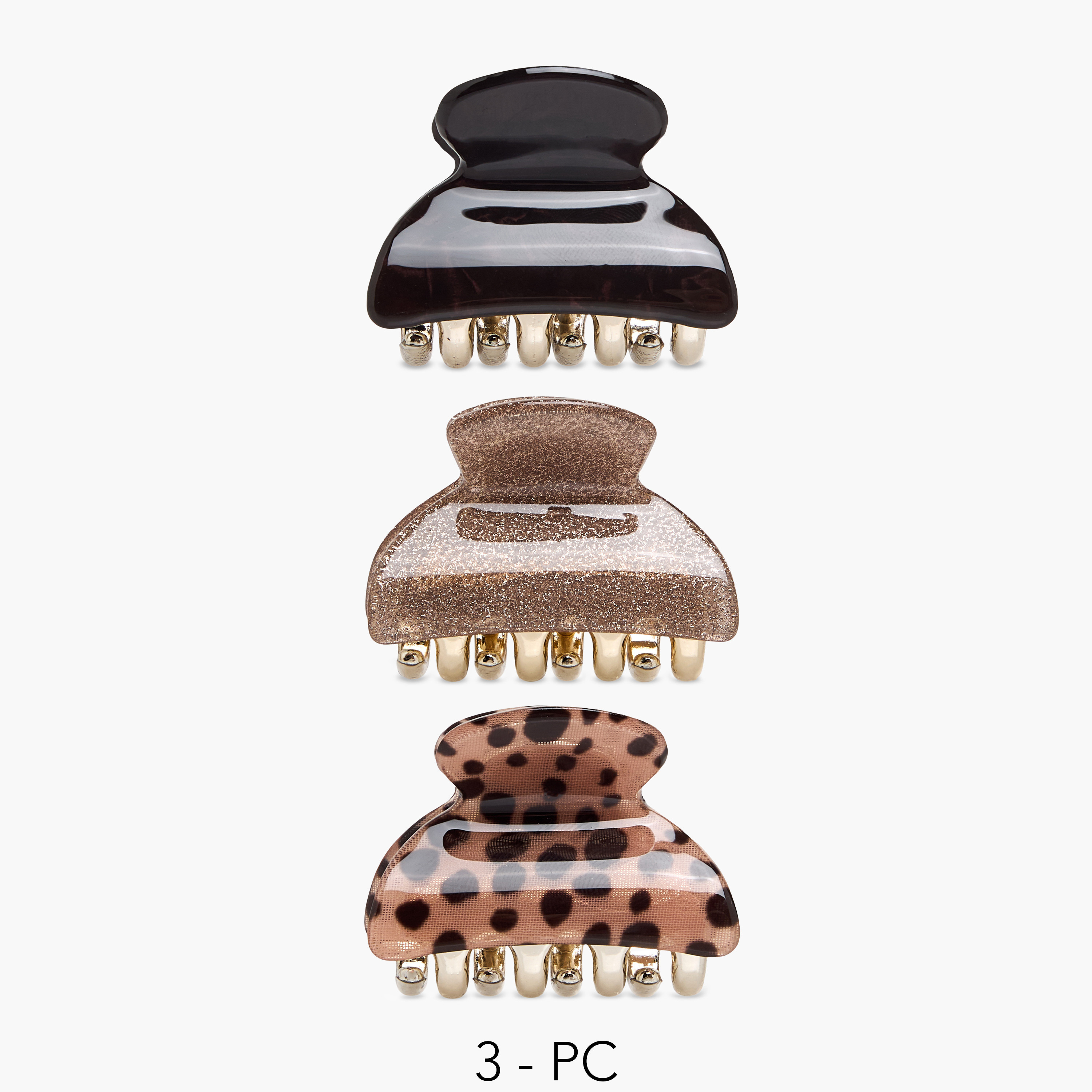 Pack of 3 Curved Shape Hair Clamps with Assorted Design-women-hairaccessories-clamps-image-1