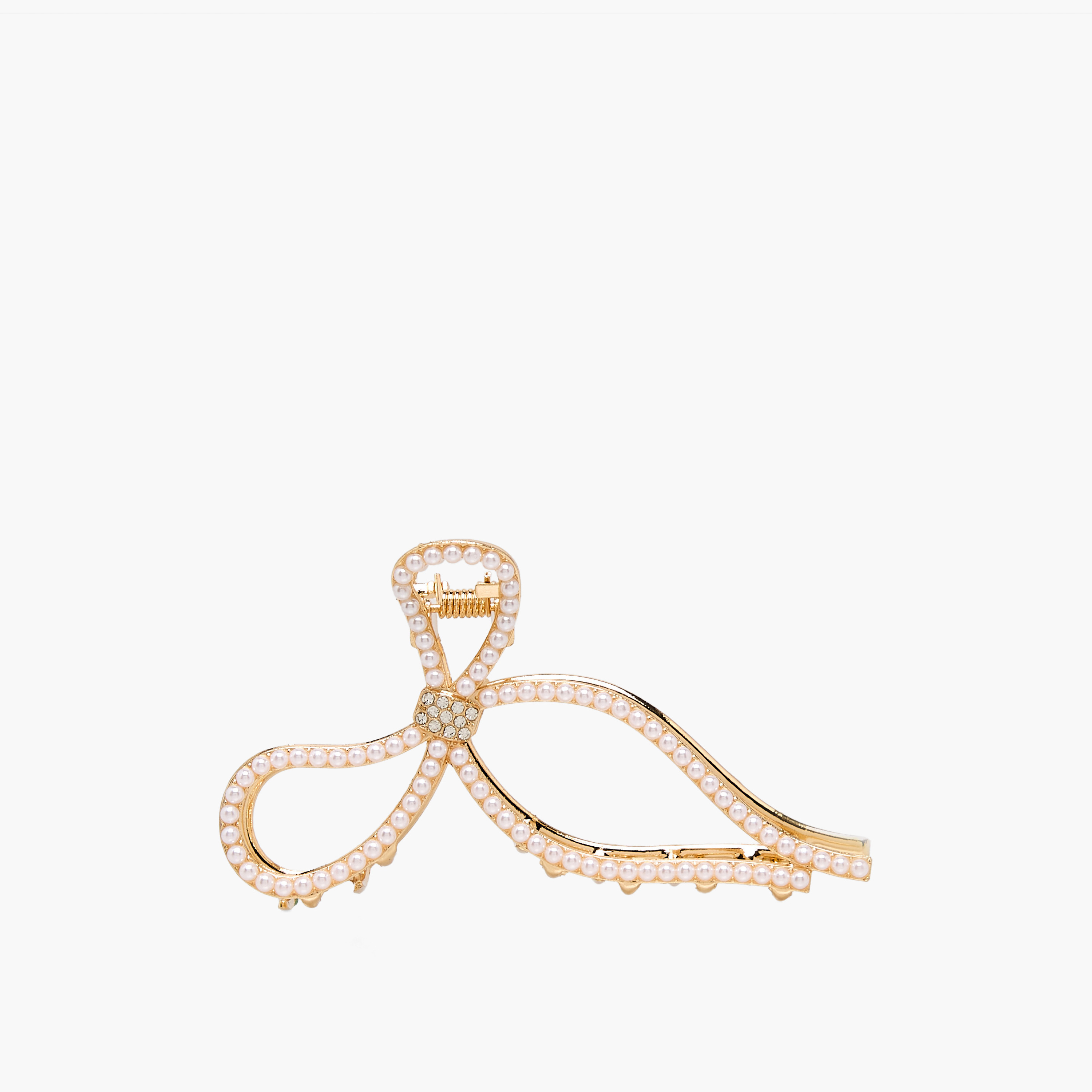 Bow Hair Clamp with Pearl Embellished Design-women-hairaccessories-clamps-image-1