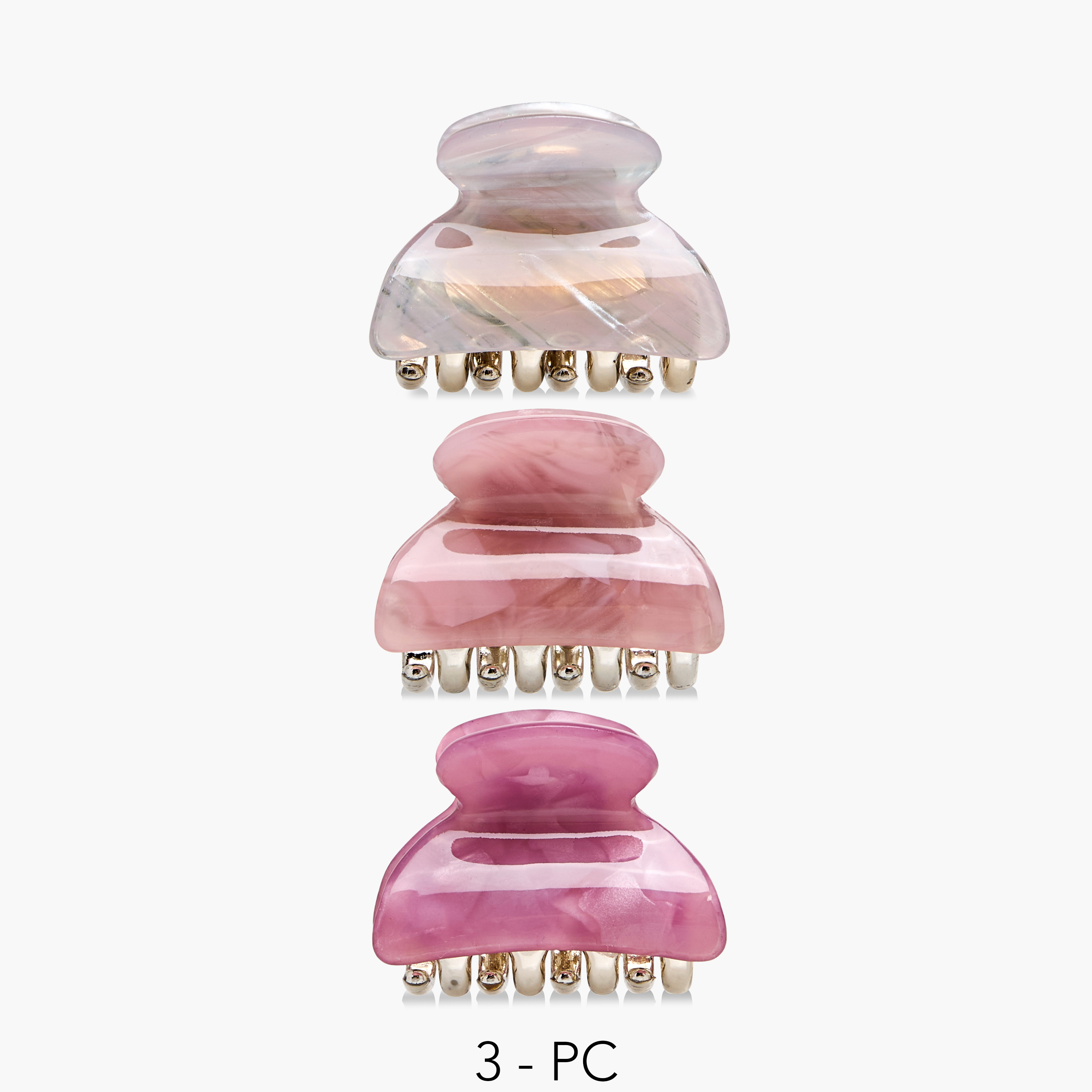 Pack of 3 Curved Hair Clamp with Pearl Finish-women-hairaccessories-clamps-image-1