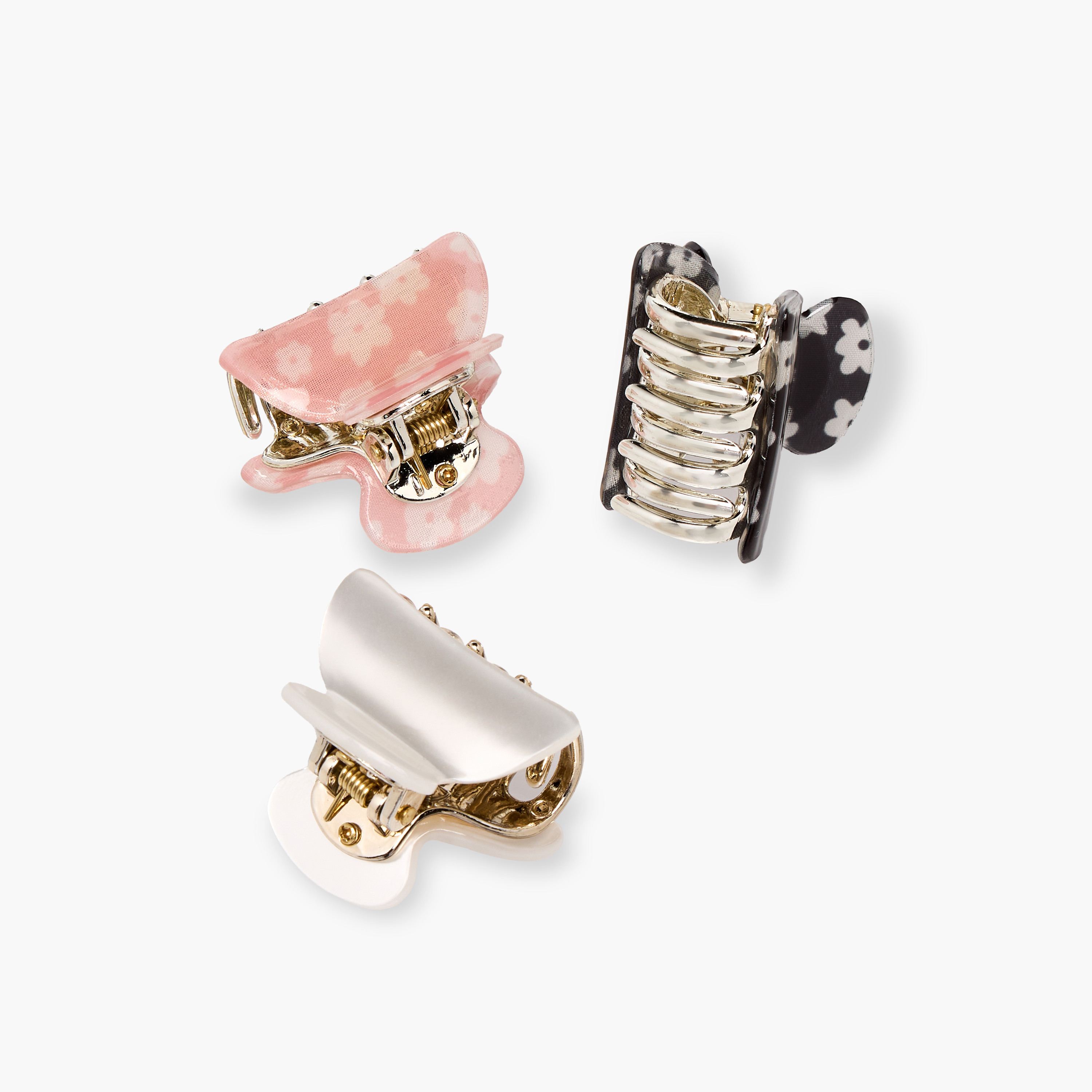Pack of 3 Curved Shape Hair Clamps with Floral Design-women-hairaccessories-clamps-image-7