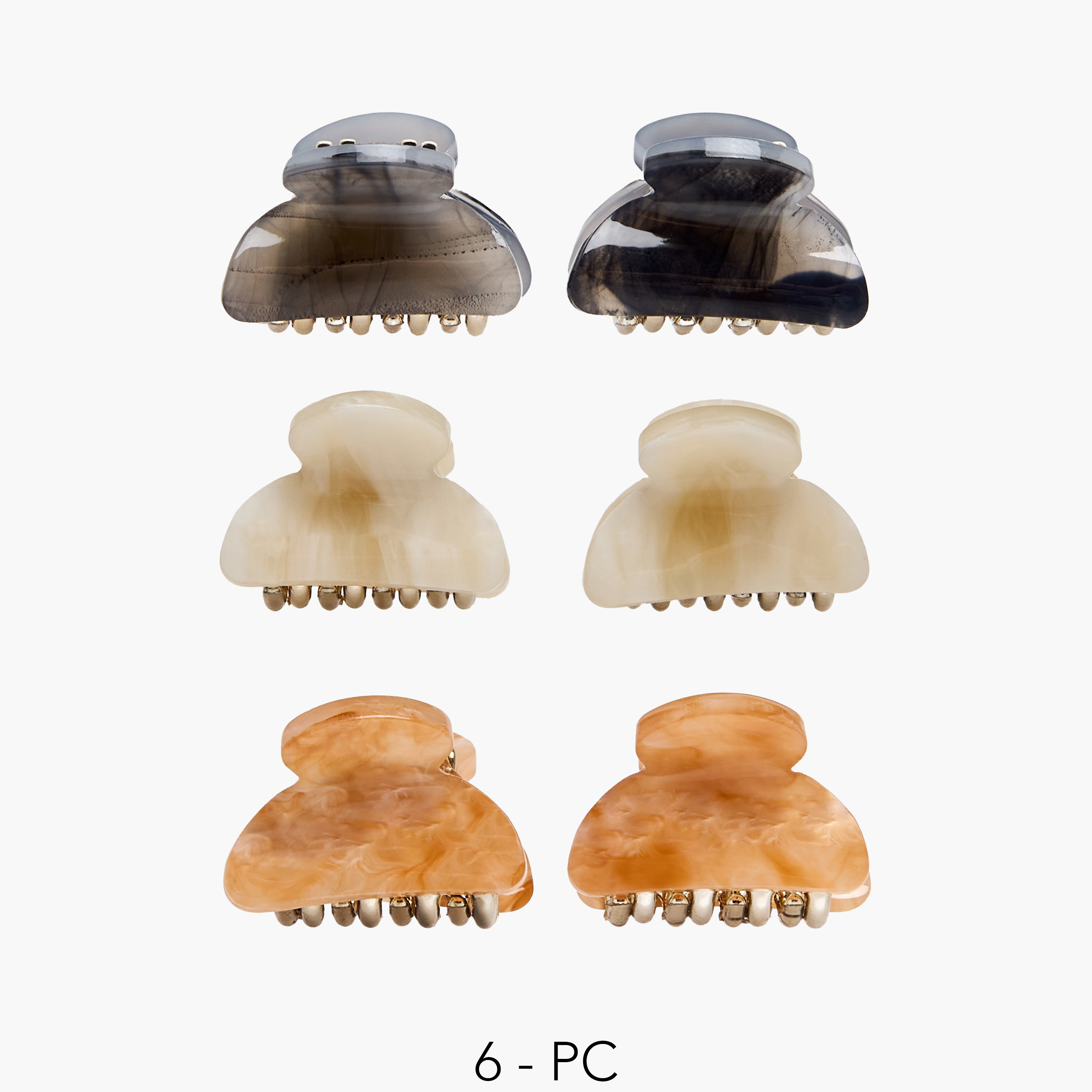 Pack of 6 Hair Clamps with Marble Design-women-hairaccessories-clamps-image-1