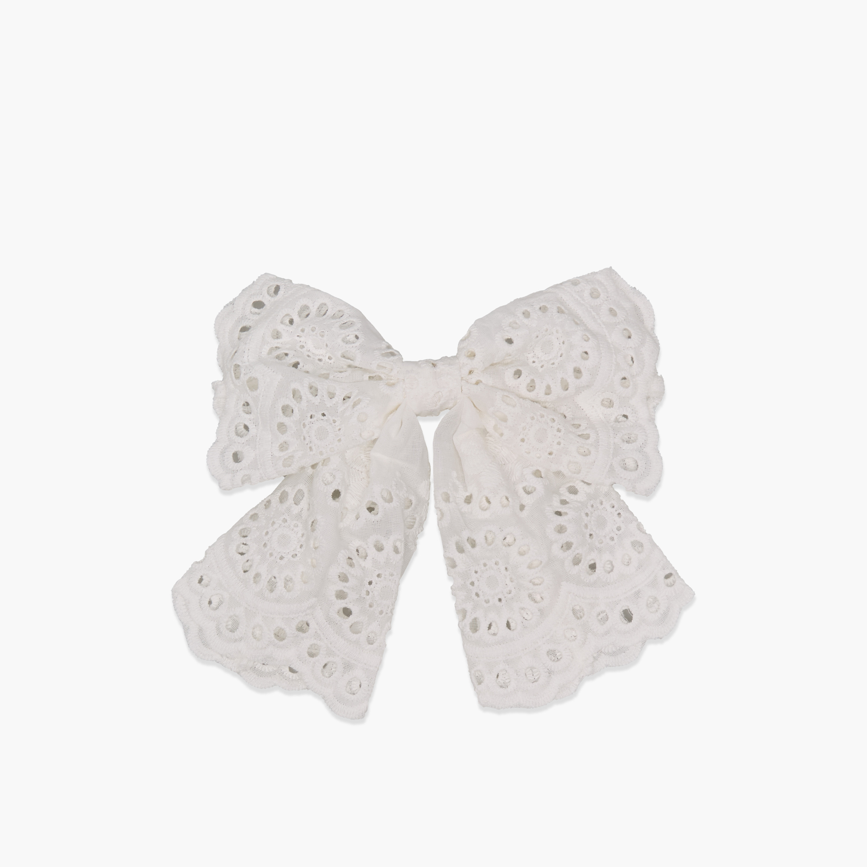 Bow Shaped Barrette Hair Clip with Schiffli Texture-women-hairaccessories-clips-image-1