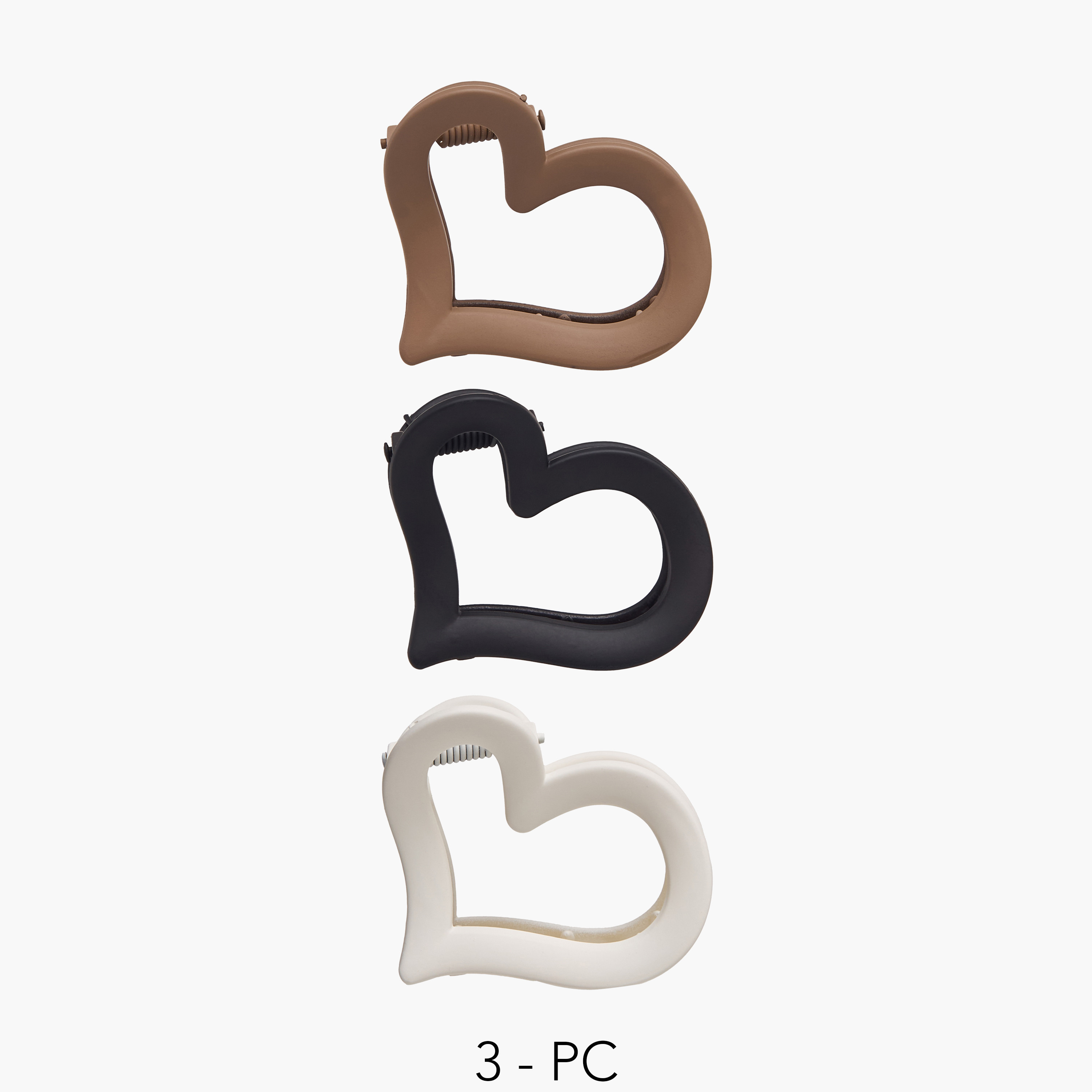 Pack of 3 Heart Shape Hair Clamps with Matte Finish-women-hairaccessories-clamps-image-1