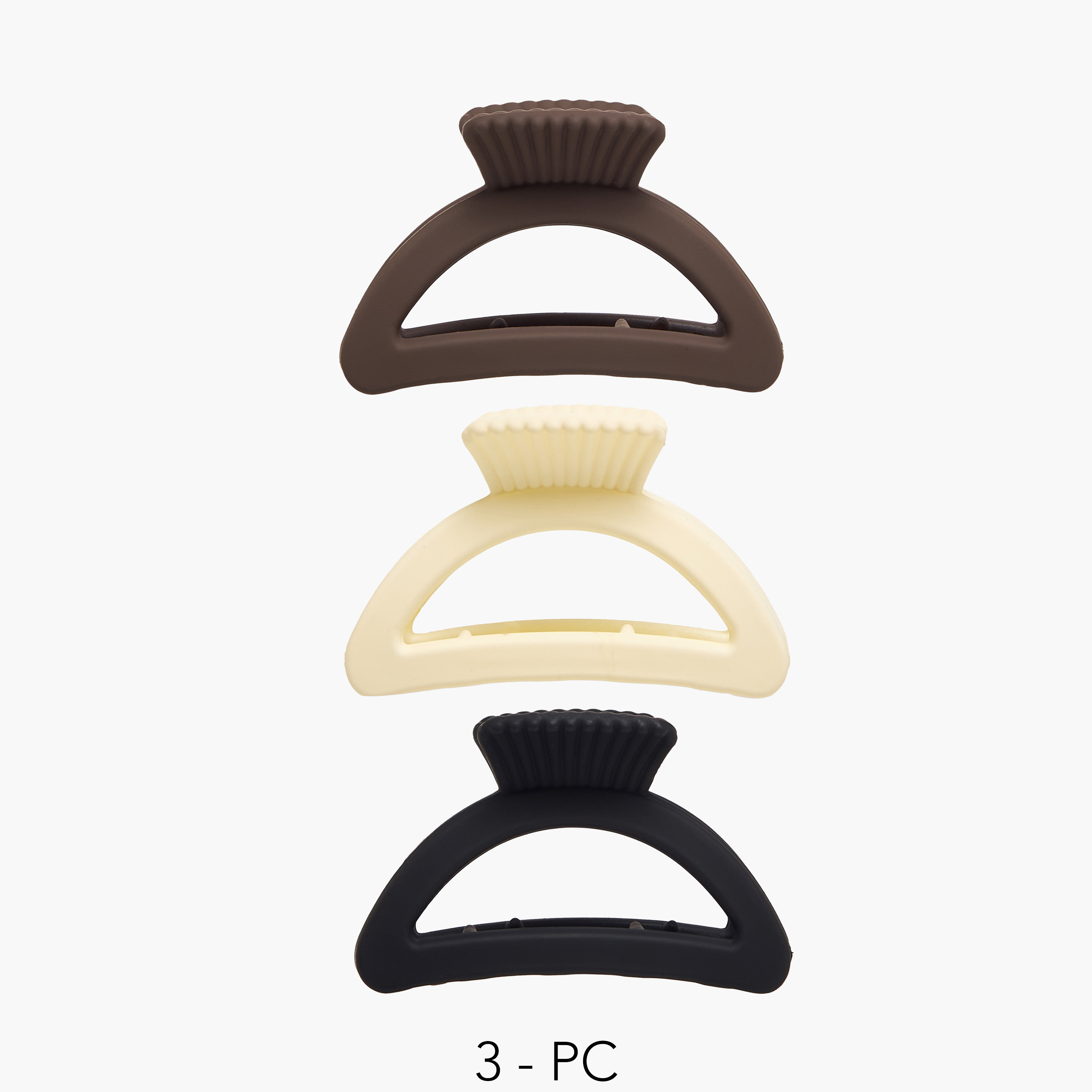 Pack of 3 Curved Shape Hair Clamps with Matte Design-women-hairaccessories-clamps-image-1