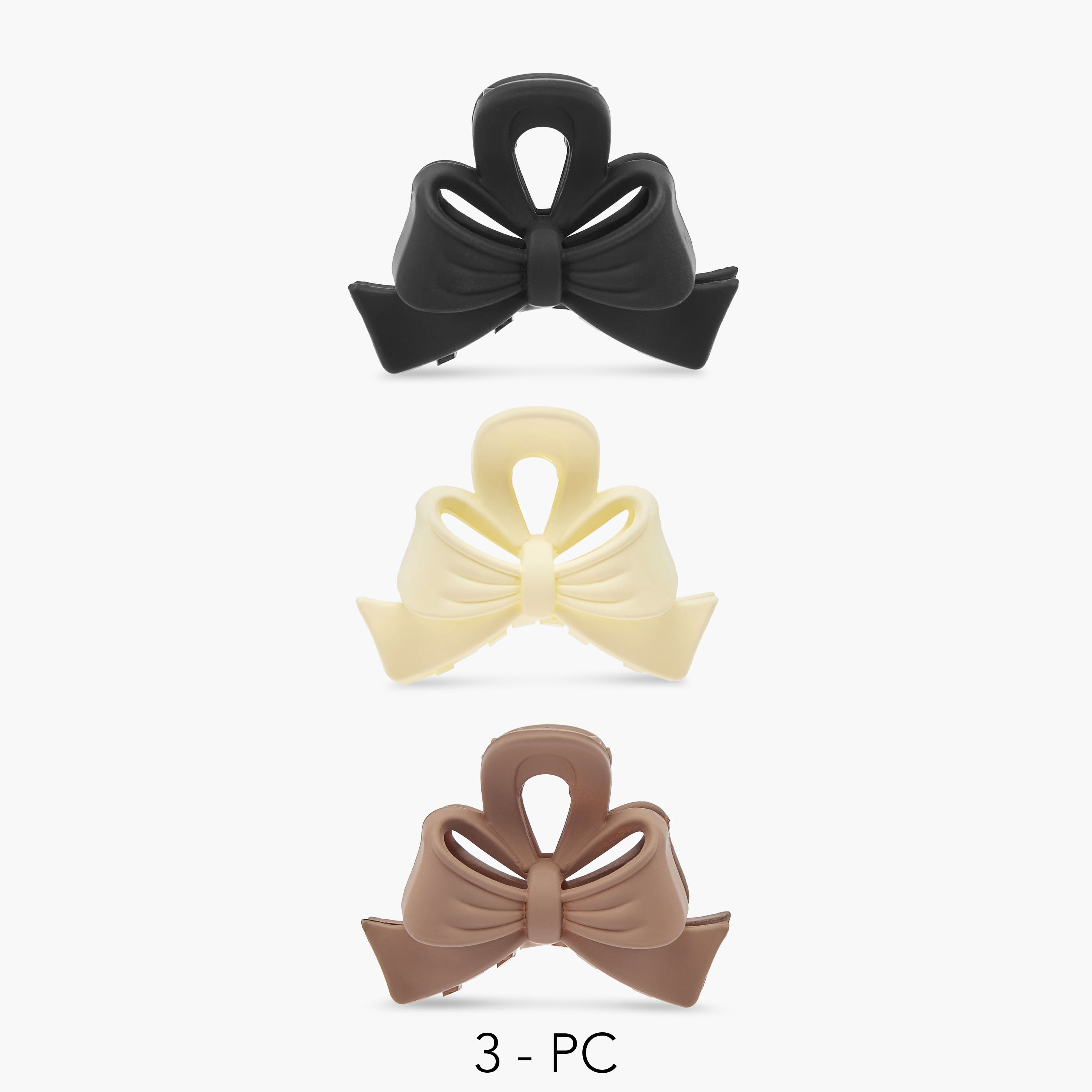 مشابك شعر سادة بتصميم فيونكة - عبوة 3 قطع-women-hairaccessories-clamps-image-1
