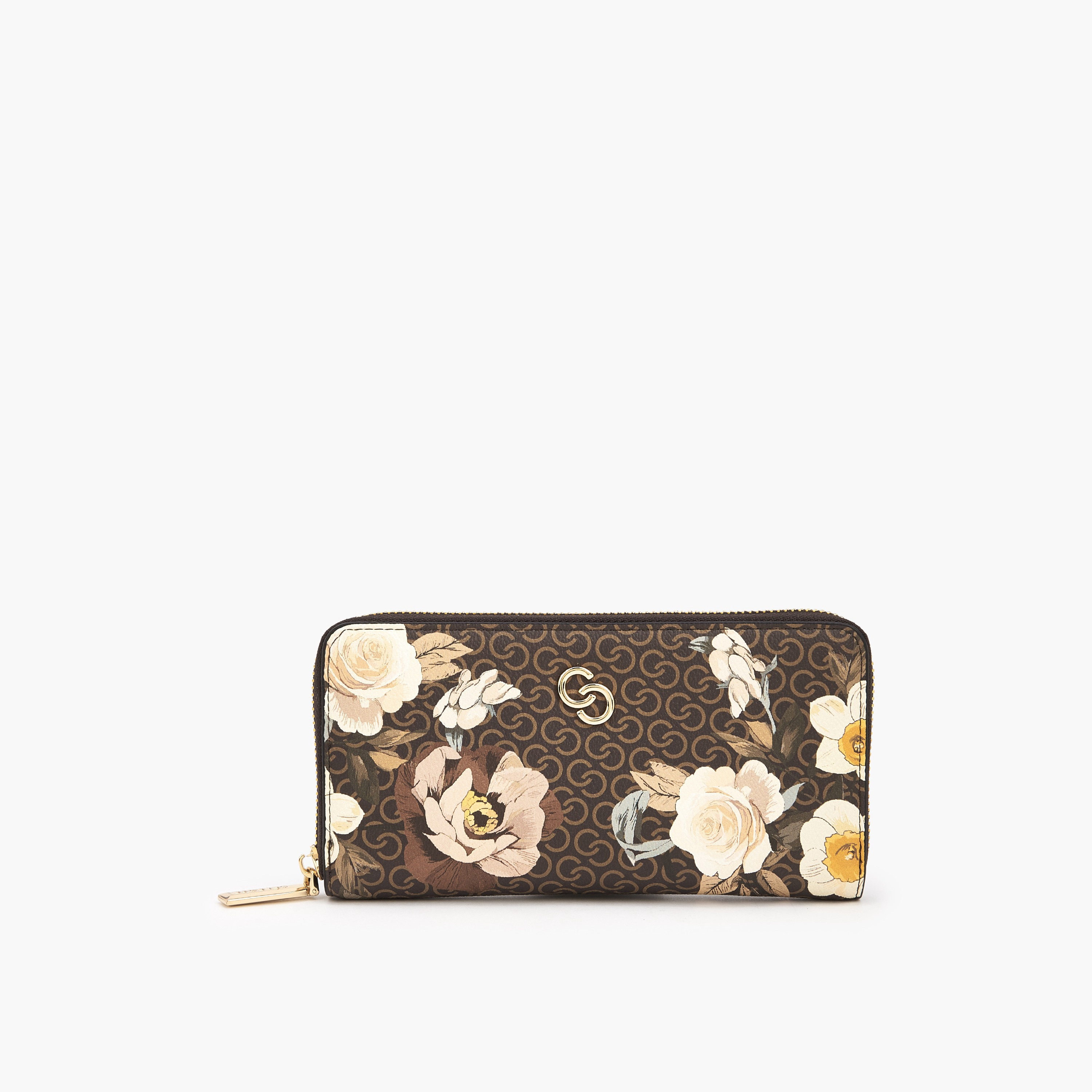 Celeste Floral Print Wallet with Zip Closure-women-bagsandwallets-wallets-image-1