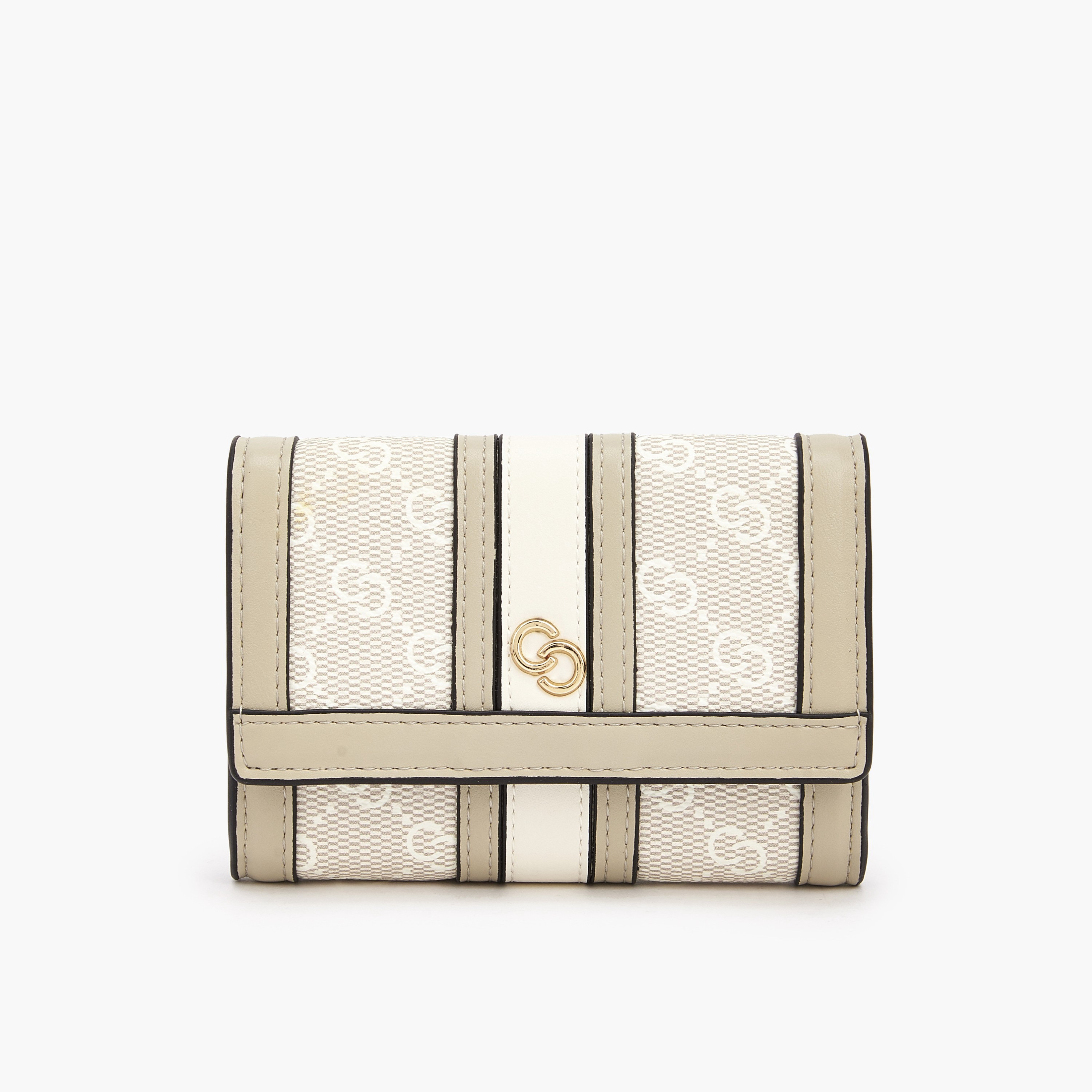 محفظة بطبعات مونوجرام وزر إغلاق من سيليست-women-bagsandwallets-wallets-image-1