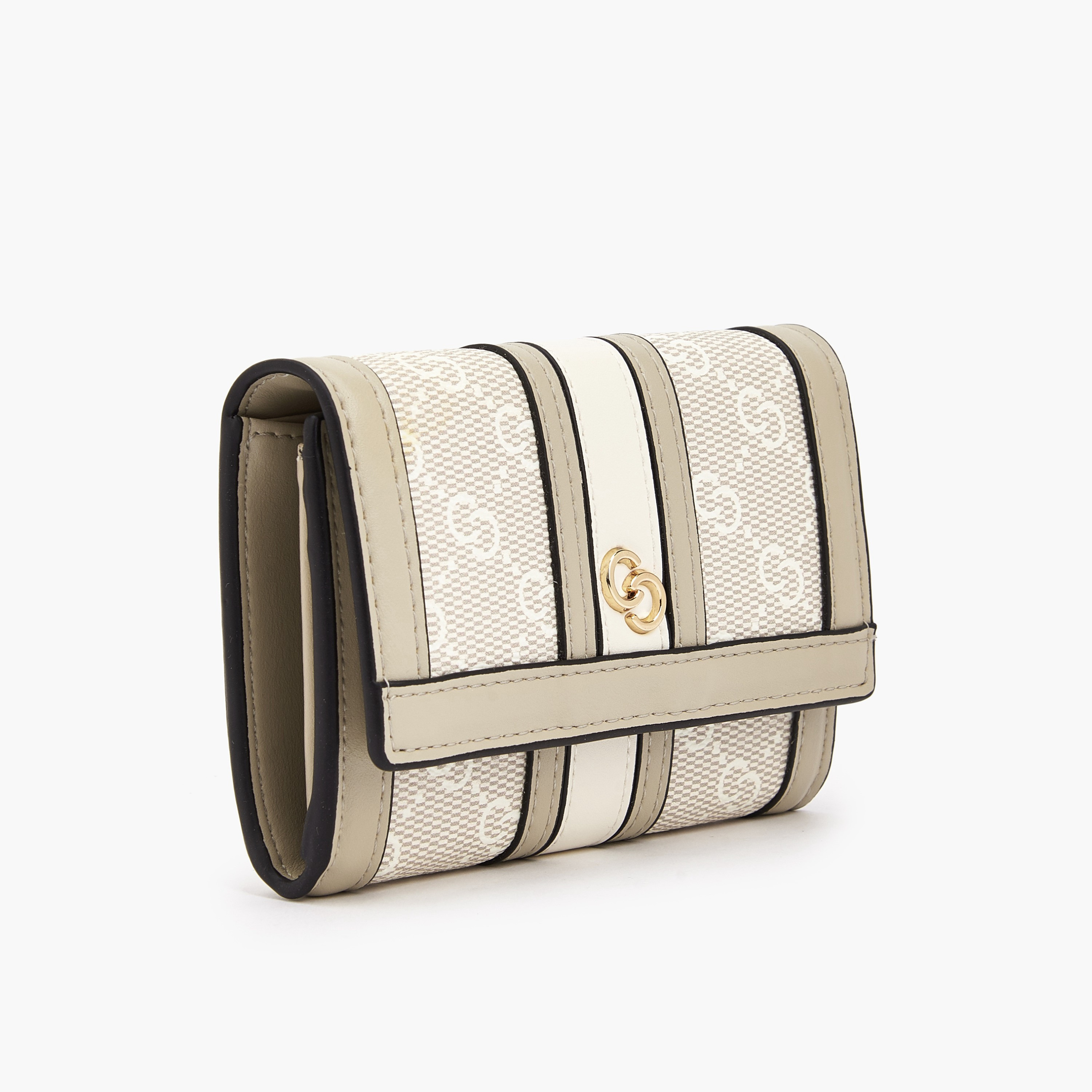 محفظة بطبعات مونوجرام وزر إغلاق من سيليست-women-bagsandwallets-wallets-image-2