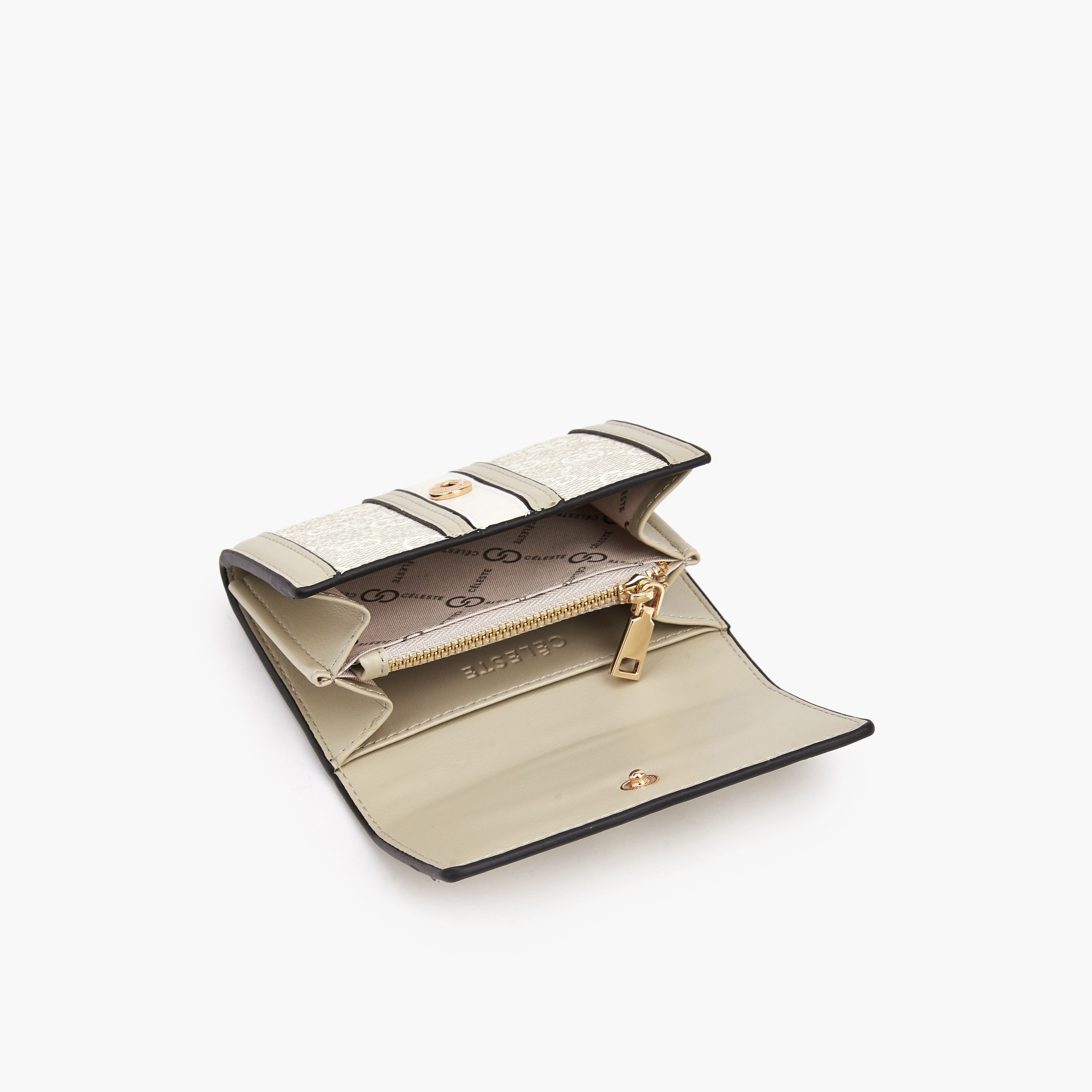 محفظة بطبعات مونوجرام وزر إغلاق من سيليست-women-bagsandwallets-wallets-image-6