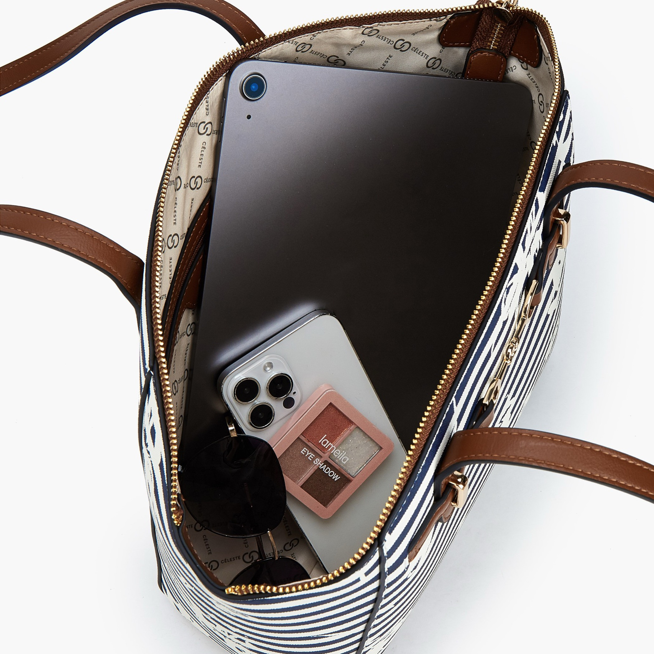 شنطة توتي مخططة بمقابض مزدوجة من سيليست-women-bagsandwallets-handbags-image-7