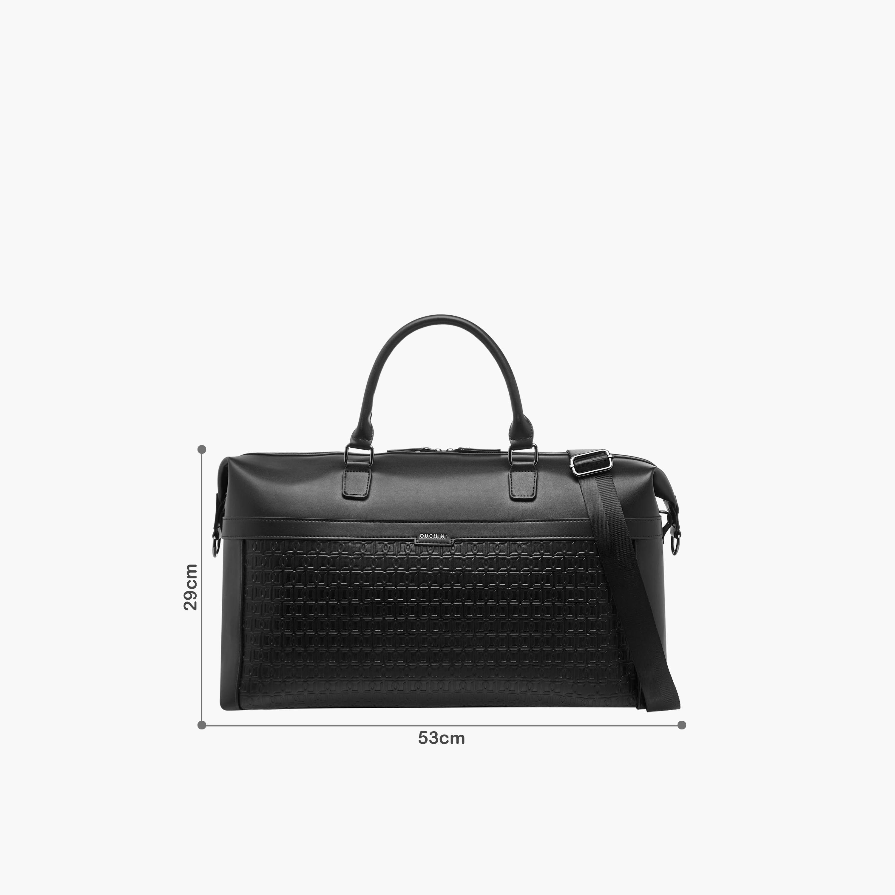 Duchini Monogram Embossed Duffle Bag with Zip Closure and Detachable Strap-travel-luggagesandbags-dufflebags-image-2