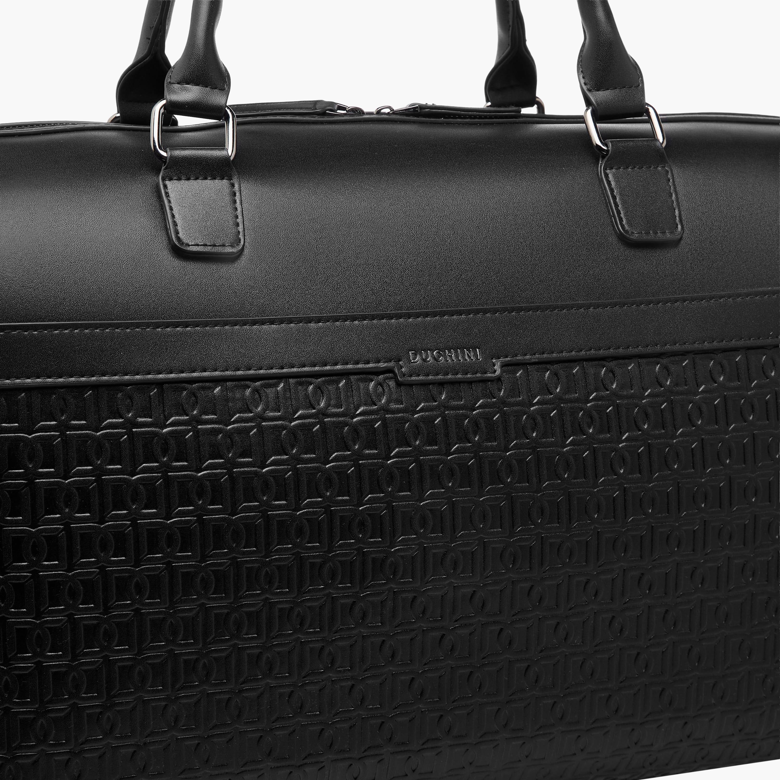 Duchini Monogram Embossed Duffle Bag with Zip Closure and Detachable Strap-travel-luggagesandbags-dufflebags-image-5