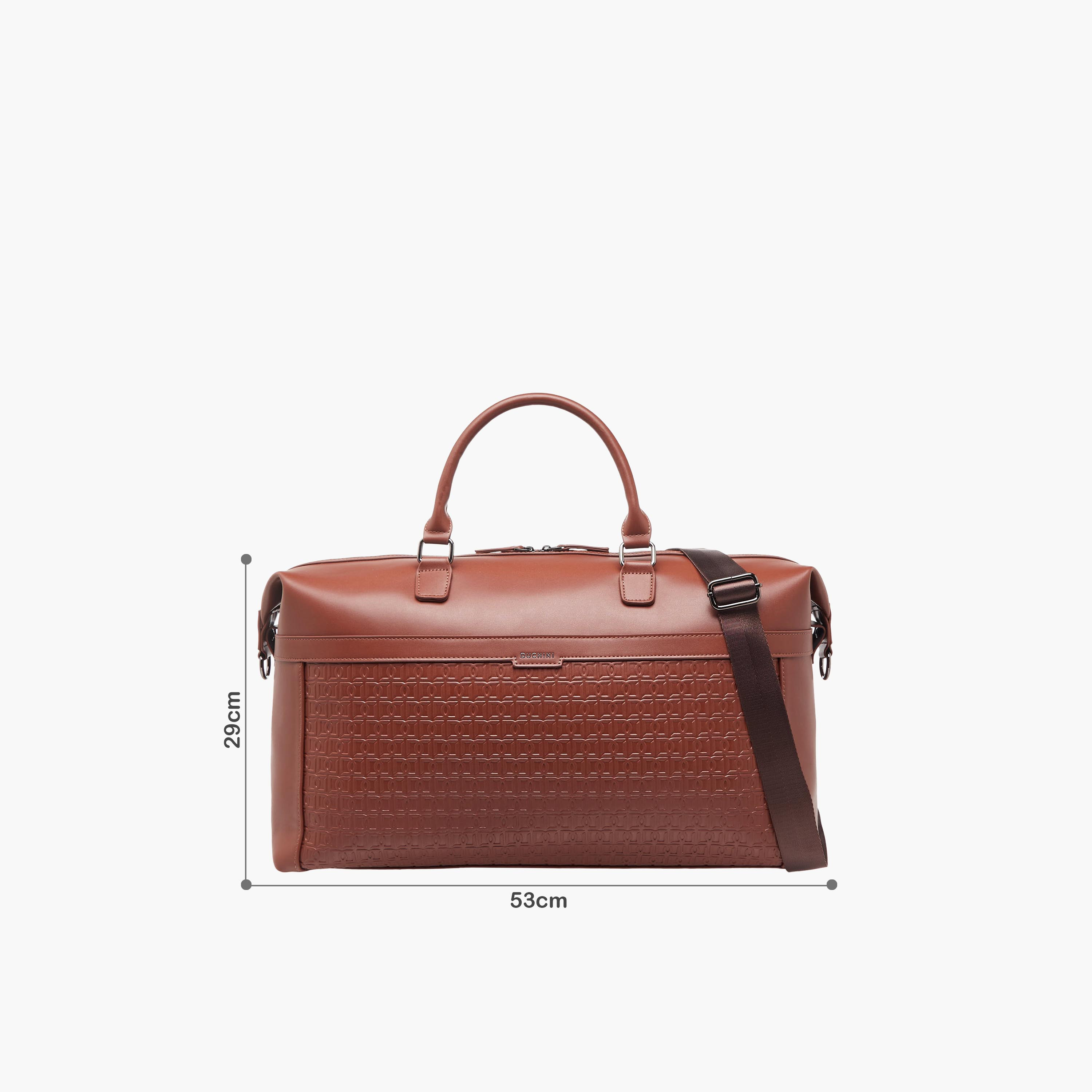 Duchini Monogram Embossed Duffle Bag with Zip Closure and Detachable Strap-travel-luggagesandbags-dufflebags-image-2