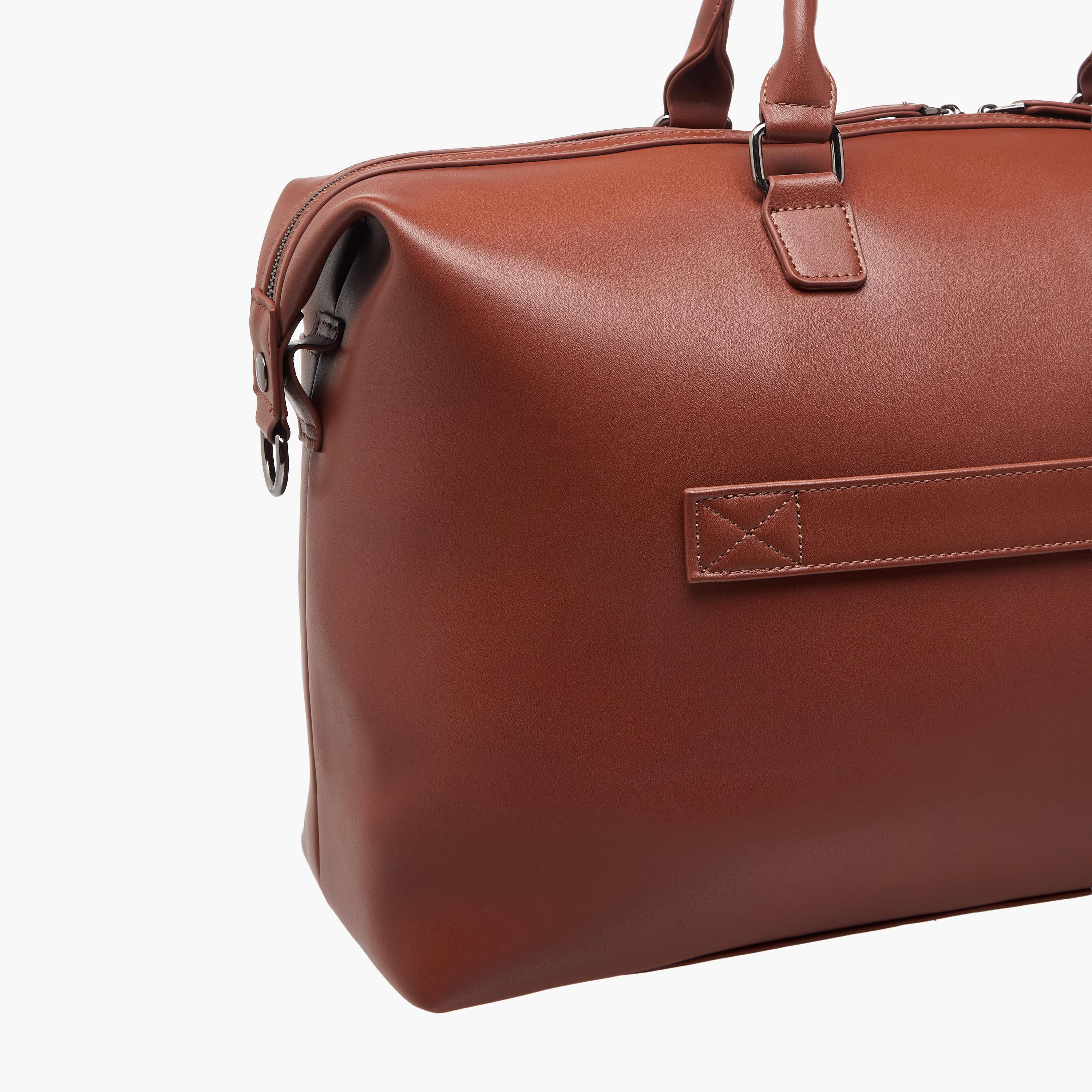 Duchini Monogram Embossed Duffle Bag with Zip Closure and Detachable Strap-travel-luggagesandbags-dufflebags-image-6