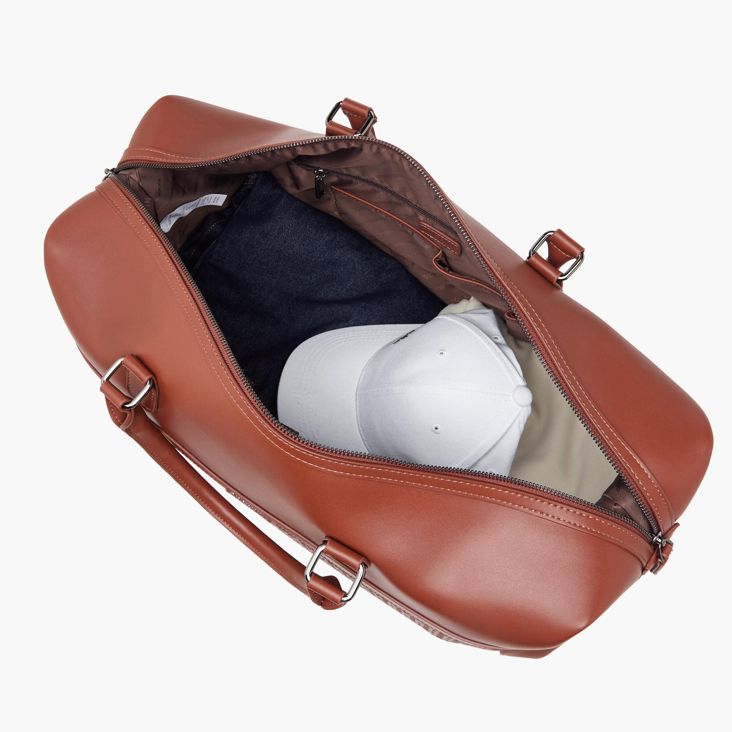 Duchini Monogram Embossed Duffle Bag with Zip Closure and Detachable Strap-travel-luggagesandbags-dufflebags-image-8