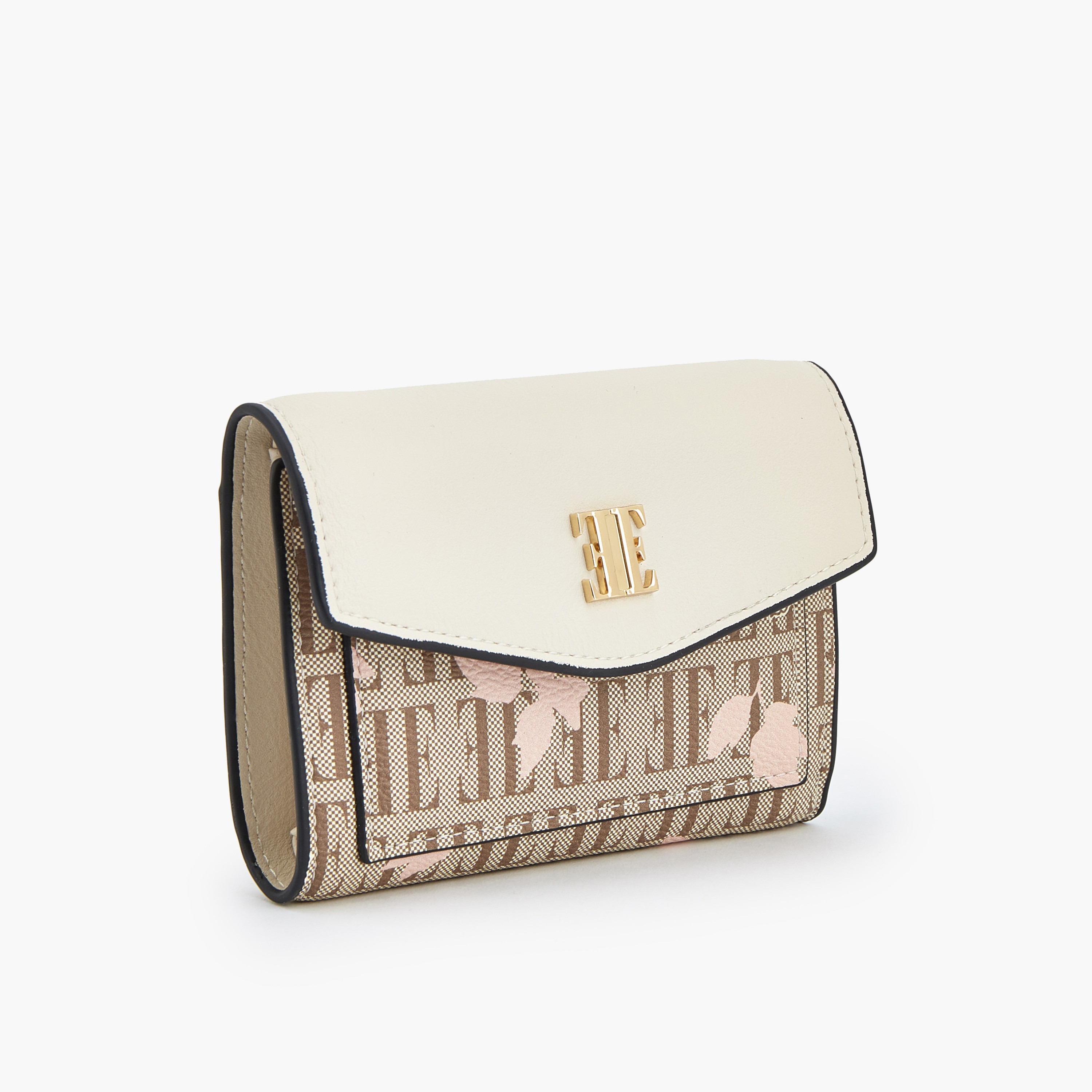 Elle Floral Monogram Print Wallet with Button Closure-women-bagsandwallets-wallets-image-2