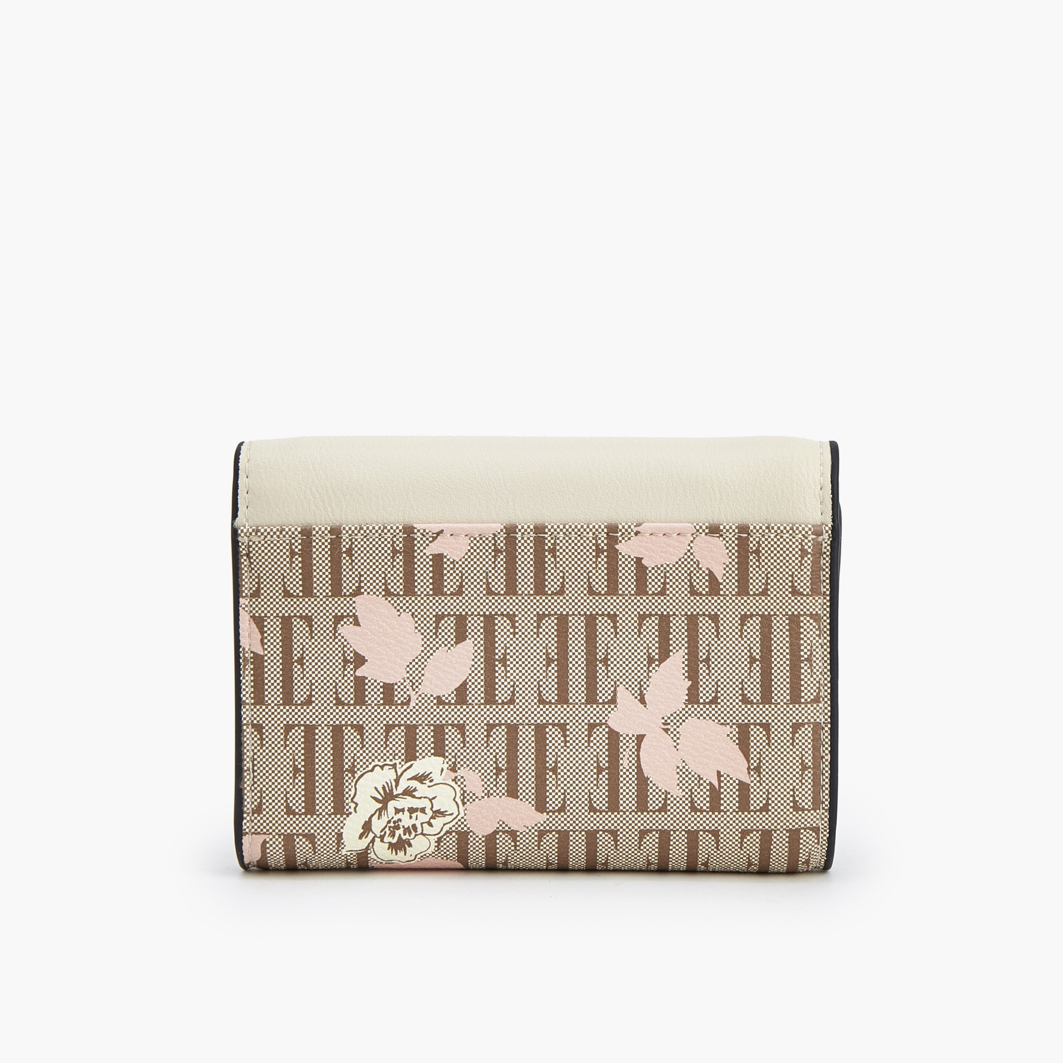 Elle Floral Monogram Print Wallet with Button Closure-women-bagsandwallets-wallets-image-4