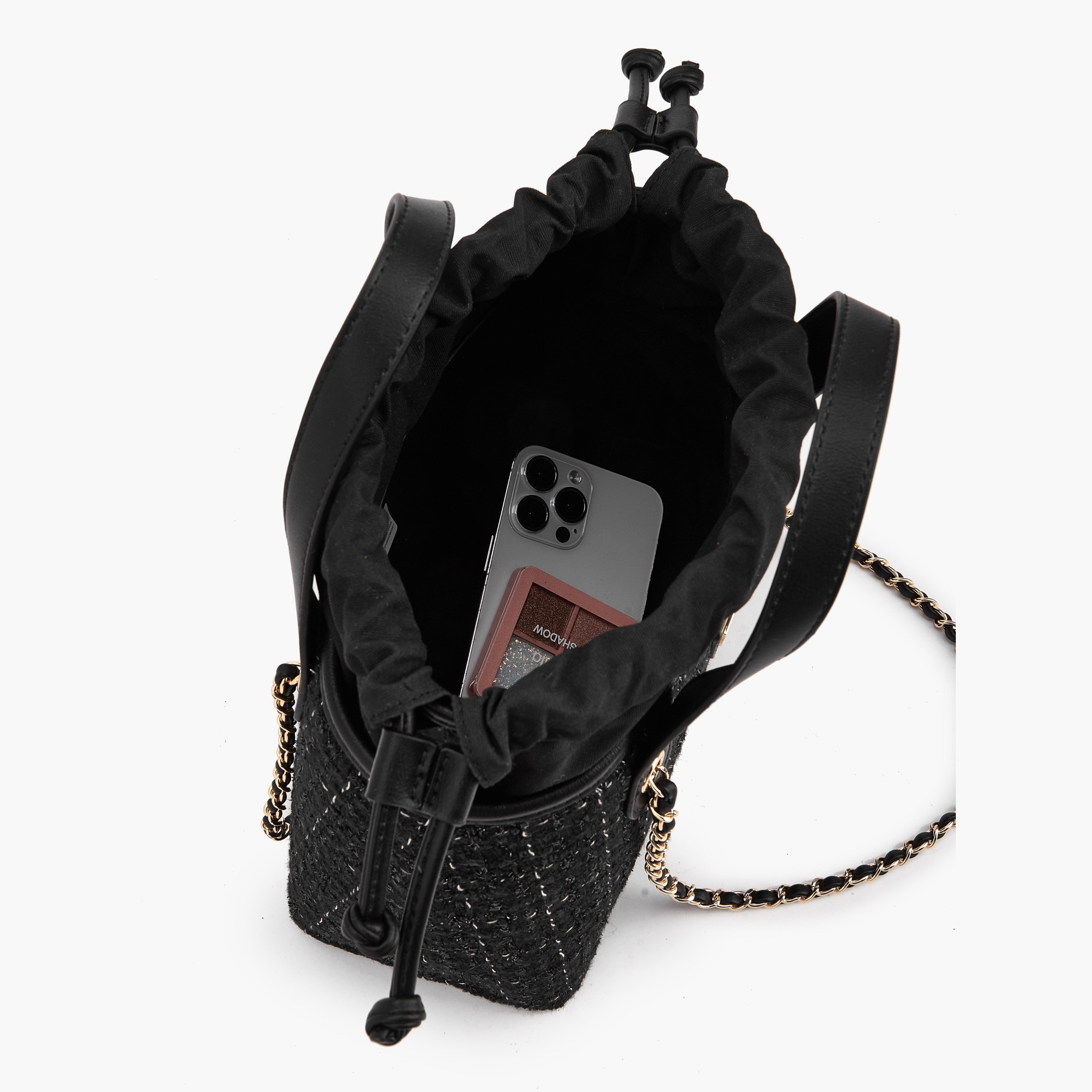Paprika Jacquard Textured Tote Bag with Drawstring Closure-women-bagsandwallets-handbags-image-2