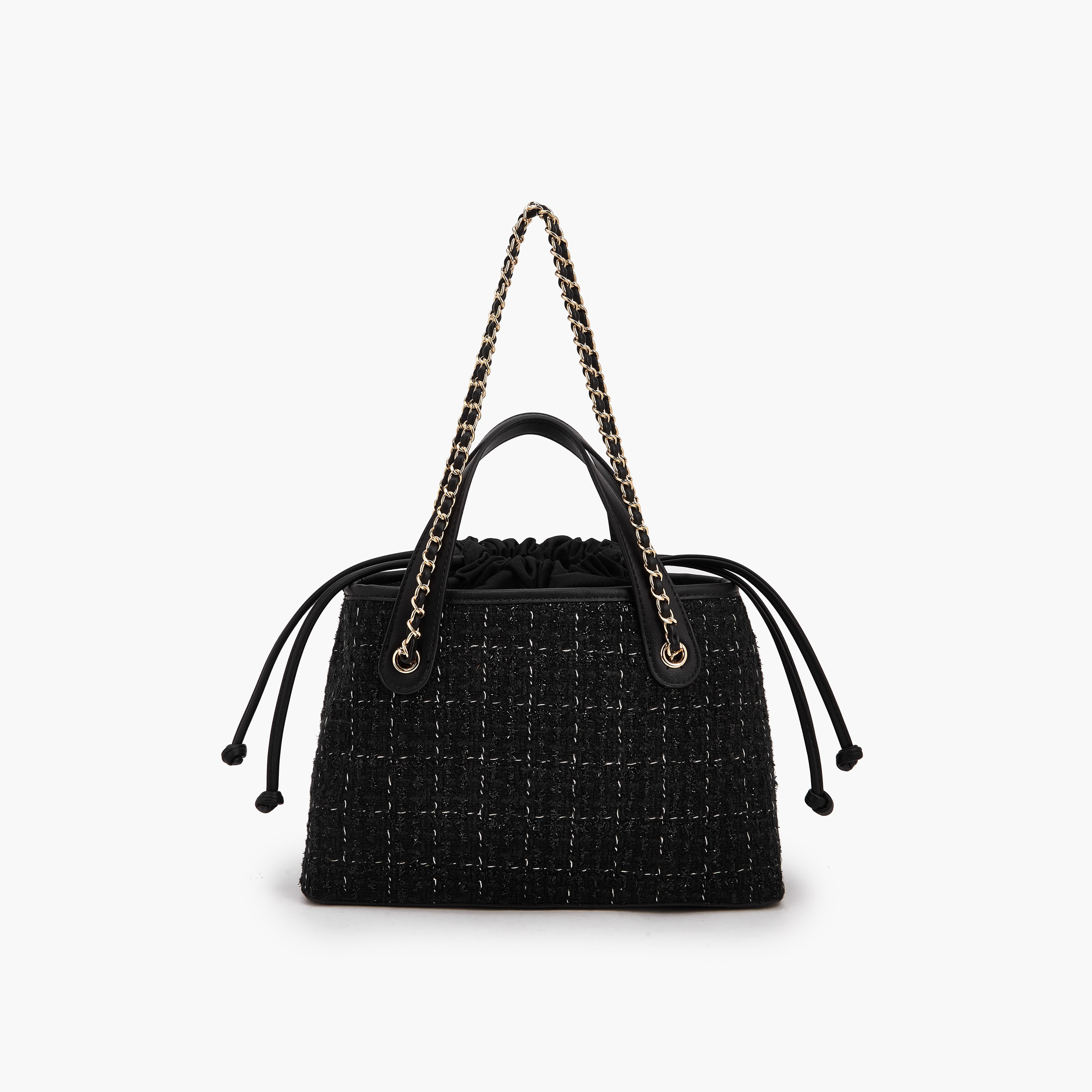 Paprika Jacquard Textured Tote Bag with Drawstring Closure-women-bagsandwallets-handbags-image-5