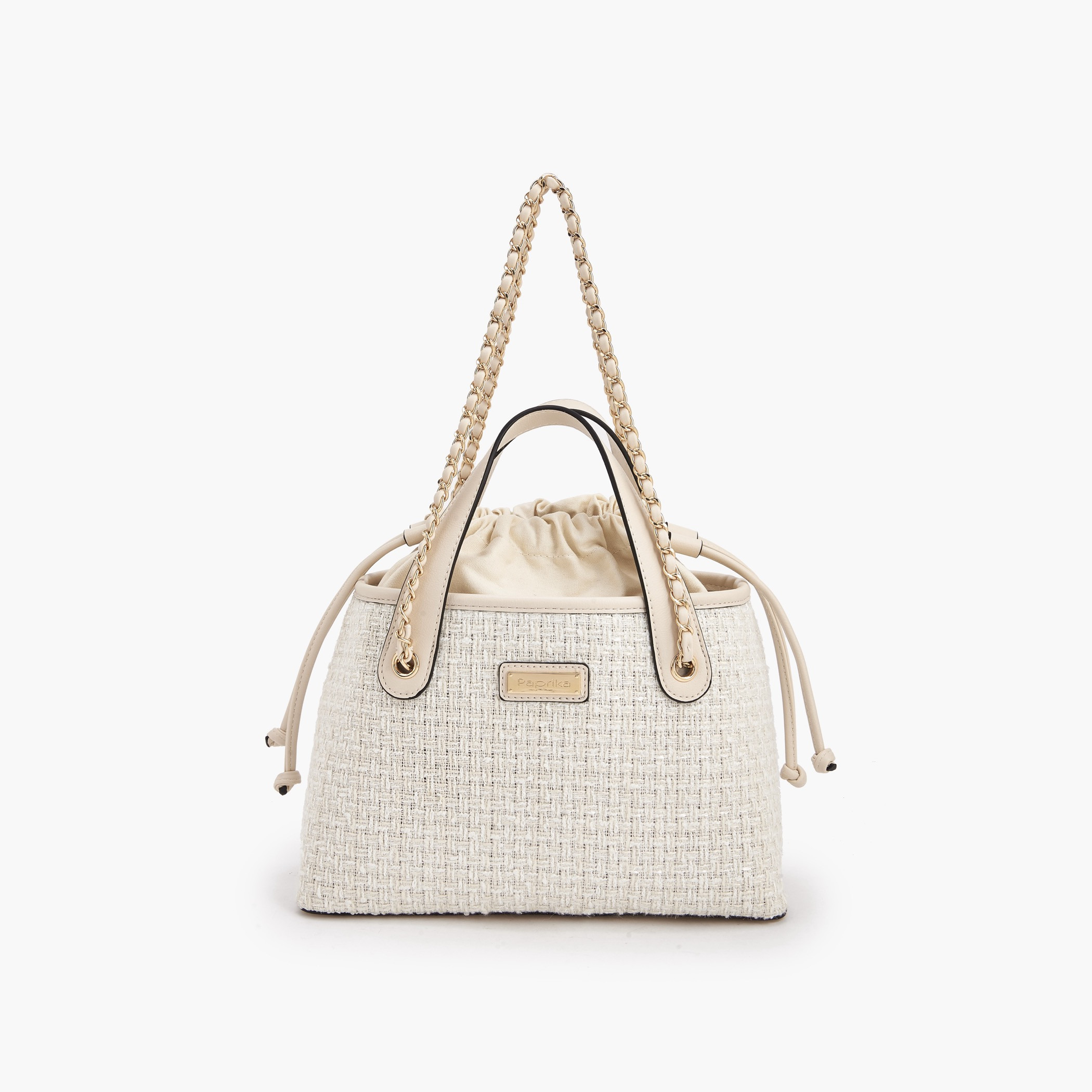 Paprika Jacquard Textured Tote Bag with Drawstring Closure-women-bagsandwallets-handbags-image-1