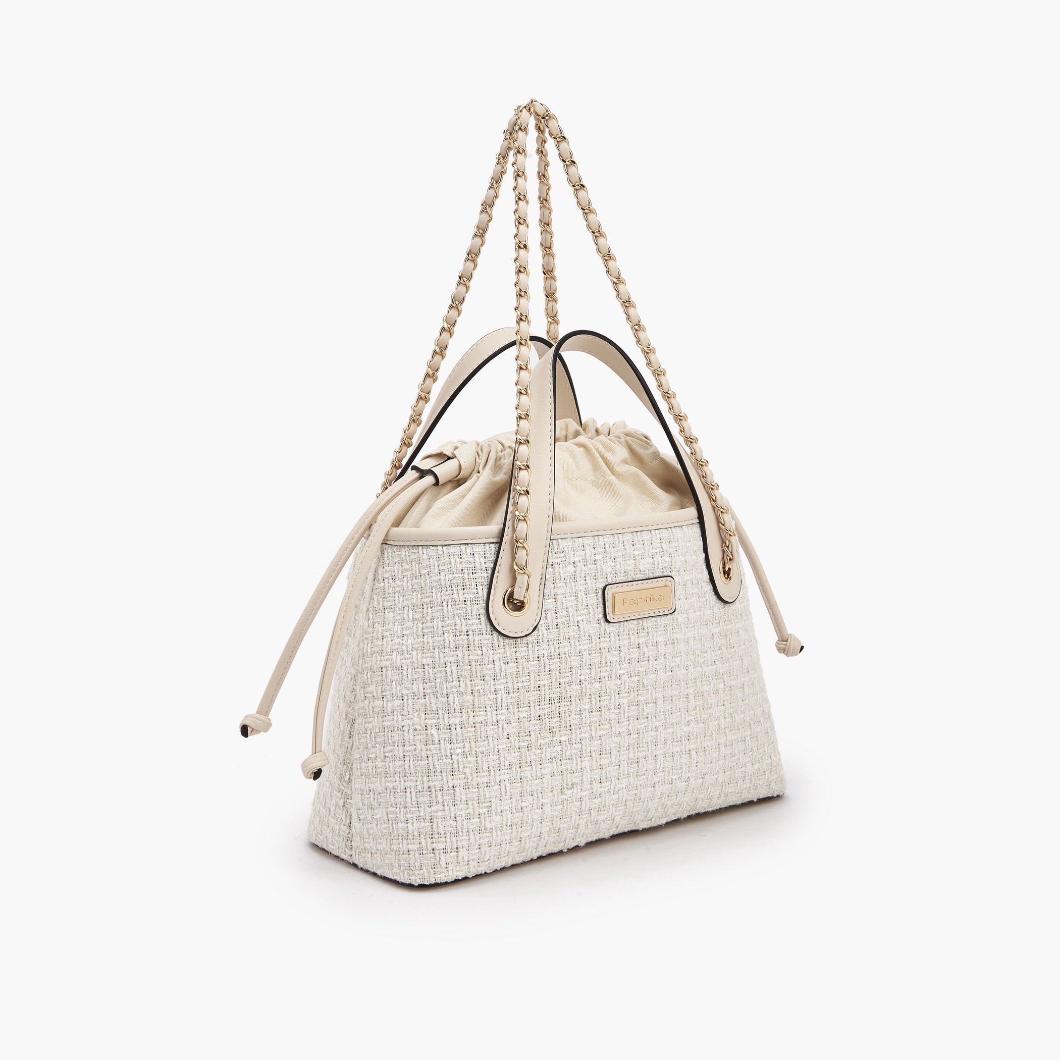 Paprika Jacquard Textured Tote Bag with Drawstring Closure-women-bagsandwallets-handbags-image-2