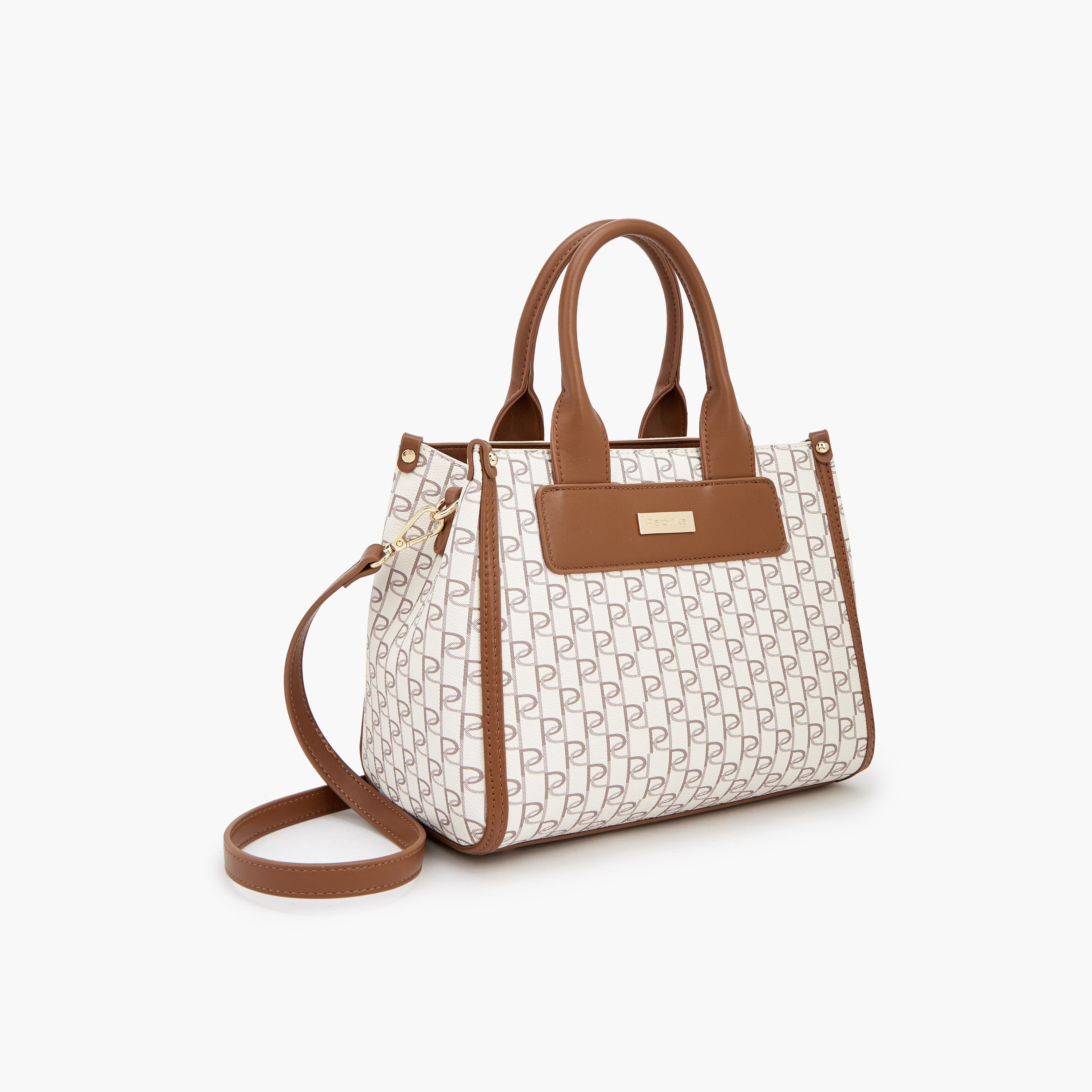 Paprika Monogram Print Tote Bag with Detachable Strap-women-bagsandwallets-handbags-image-3