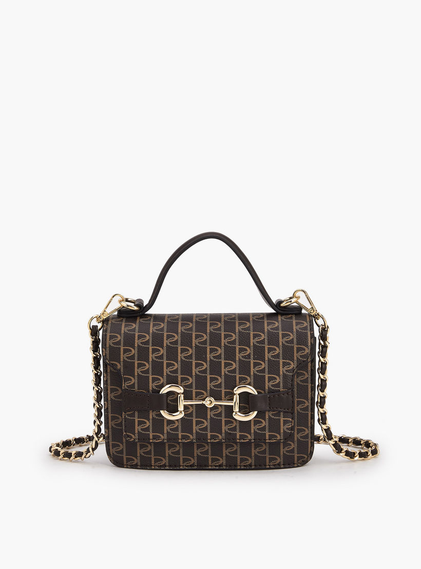 شنطة ساتشل بطبعات مونوجرام وزر إغلاق من بابريكا-women-bagsandwallets-handbags-image-2