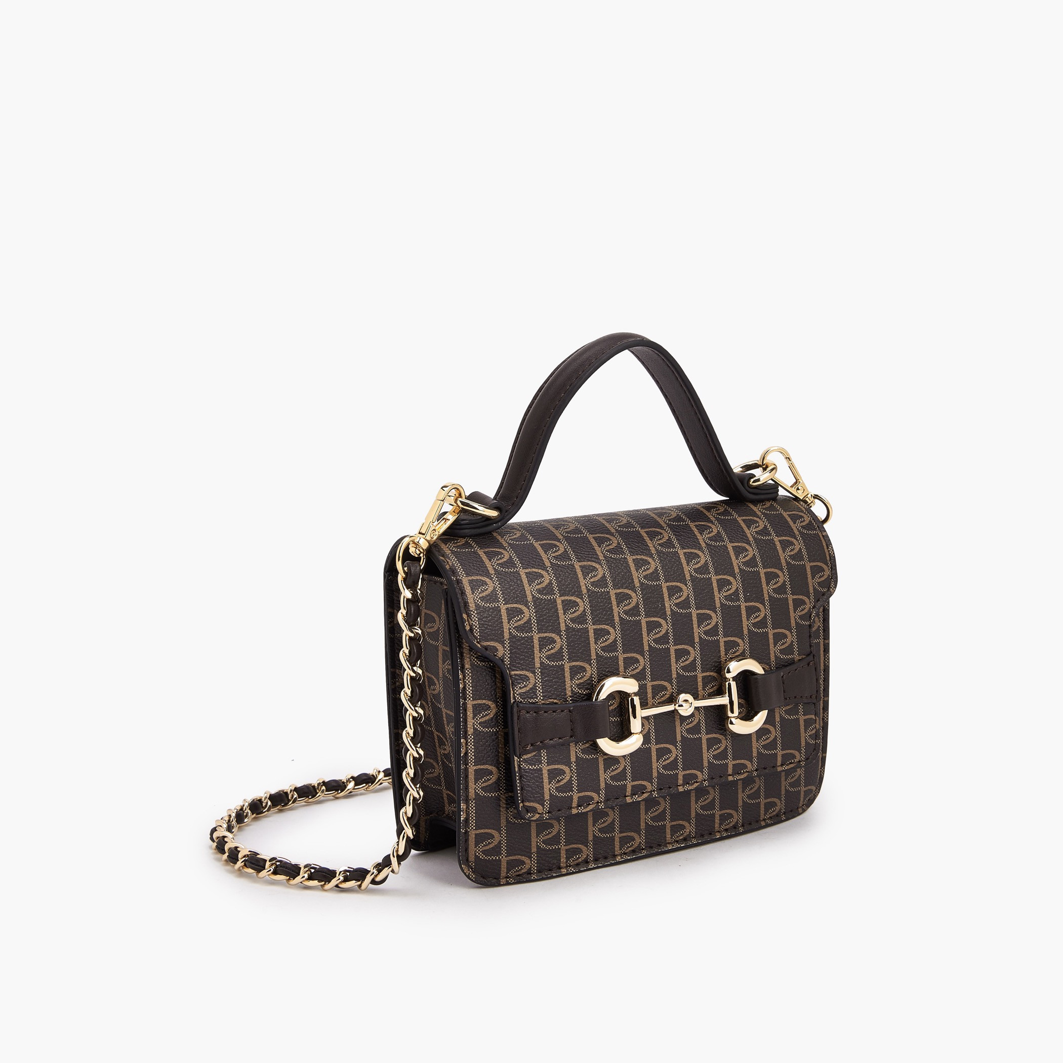 شنطة ساتشل بطبعات مونوجرام وزر إغلاق من بابريكا-women-bagsandwallets-handbags-image-4
