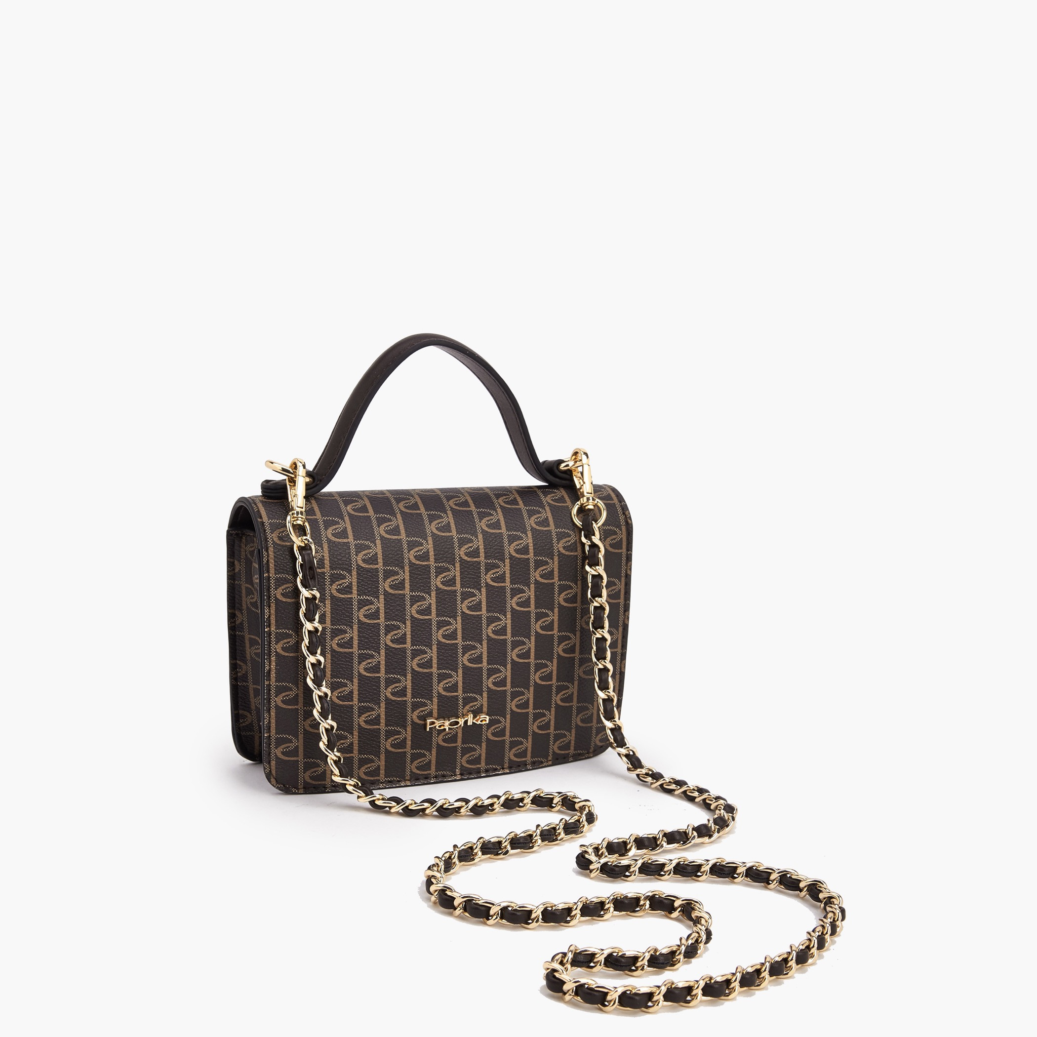شنطة ساتشل بطبعات مونوجرام وزر إغلاق من بابريكا-women-bagsandwallets-handbags-image-6