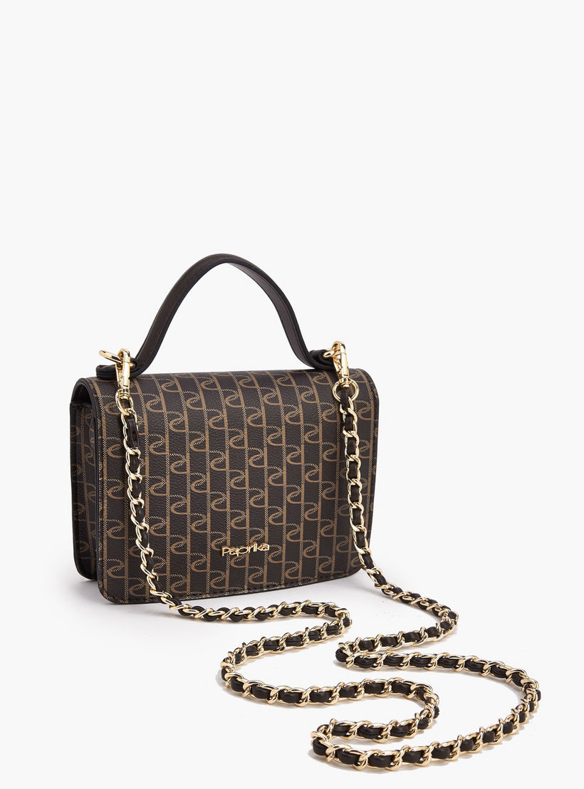 شنطة ساتشل بطبعات مونوجرام وزر إغلاق من بابريكا-women-bagsandwallets-handbags-image-6