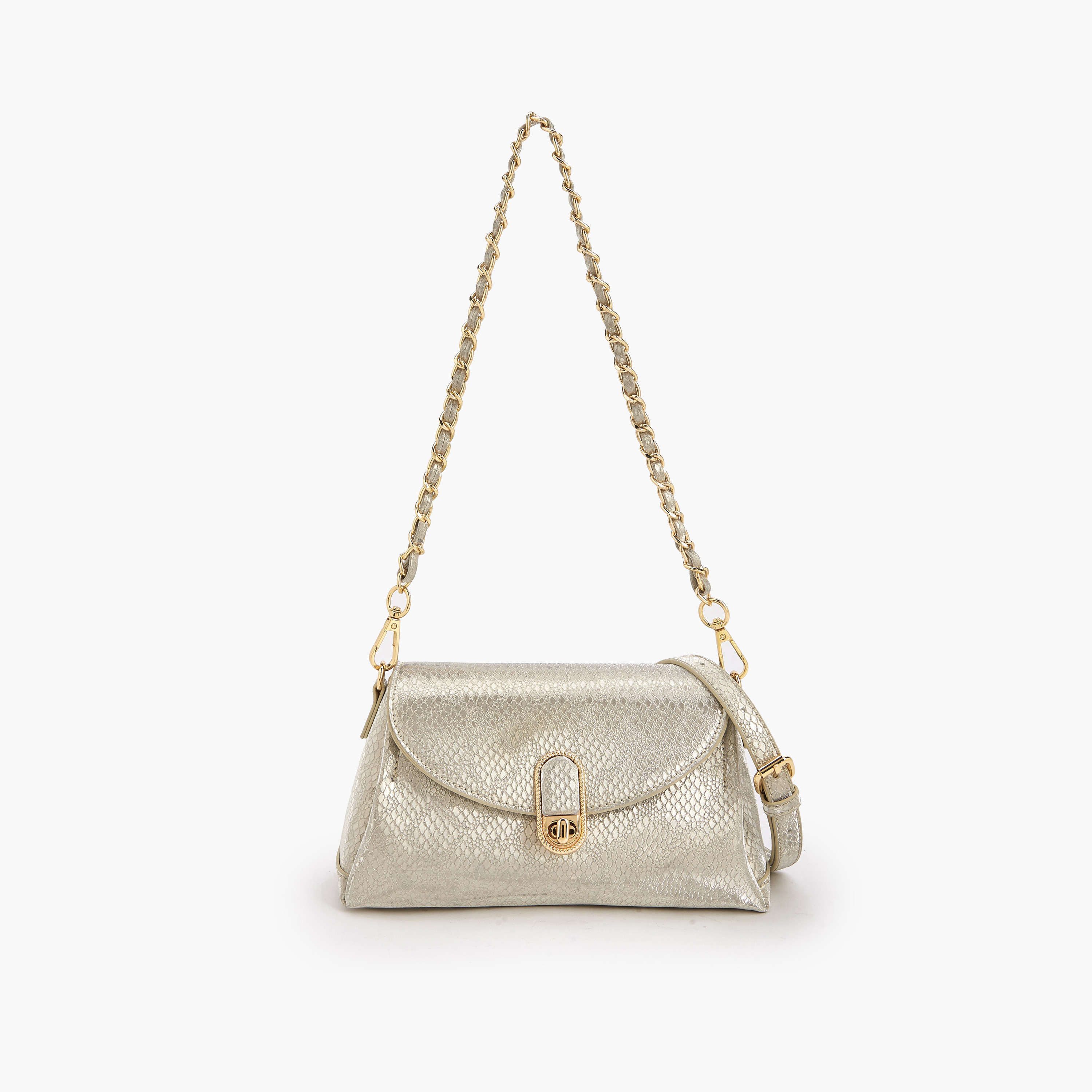 Paprika Metallic Textured Crossbody Bag with Twist Lock Closure-women-bagsandwallets-handbags-image-1