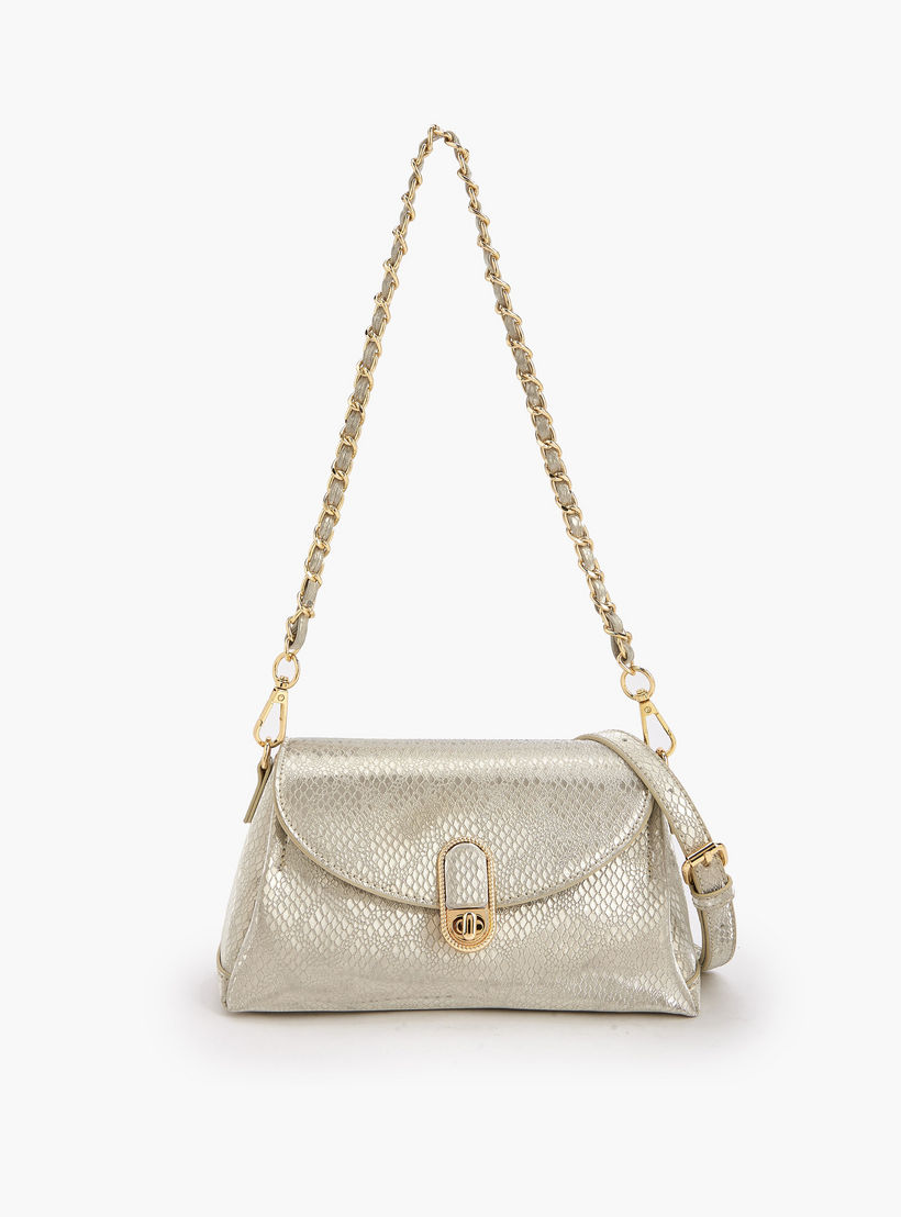 Paprika Metallic Textured Crossbody Bag with Twist Lock Closure-women-bagsandwallets-handbags-image-1