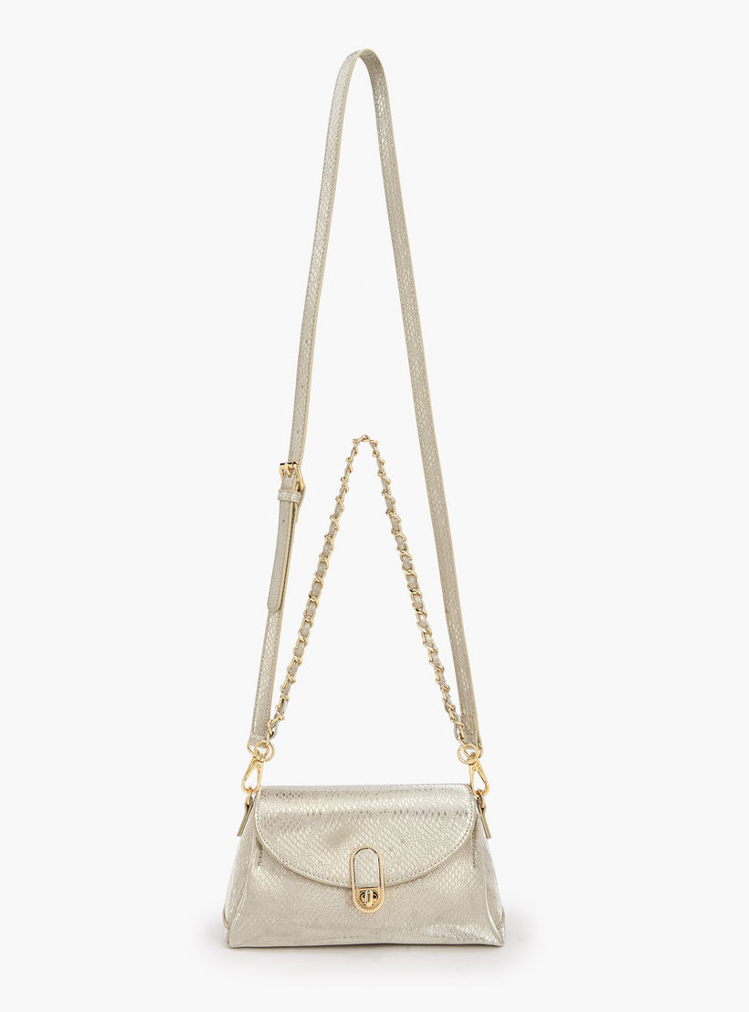 Paprika Metallic Textured Crossbody Bag with Twist Lock Closure-women-bagsandwallets-handbags-image-3