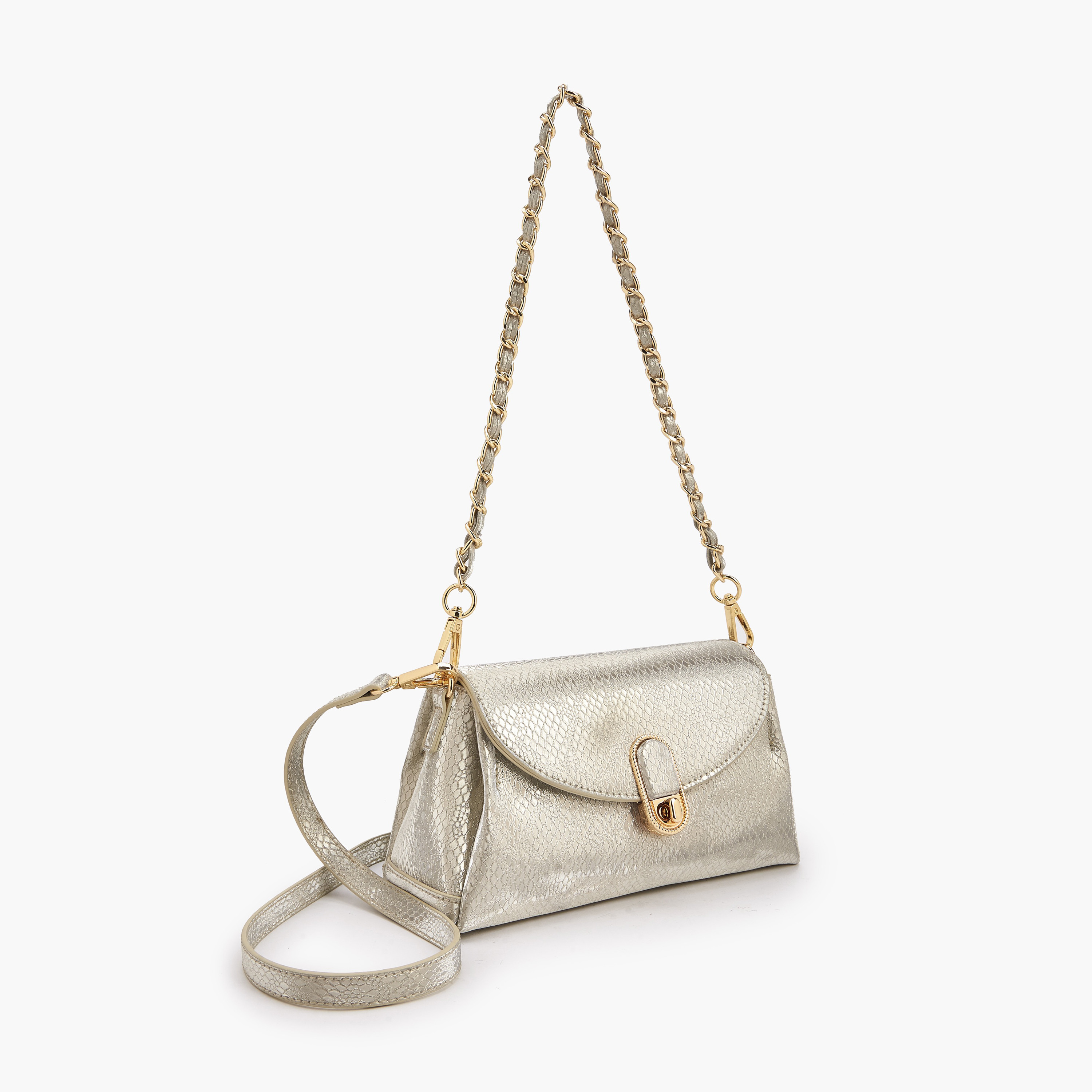 Paprika Metallic Textured Crossbody Bag with Twist Lock Closure-women-bagsandwallets-handbags-image-4