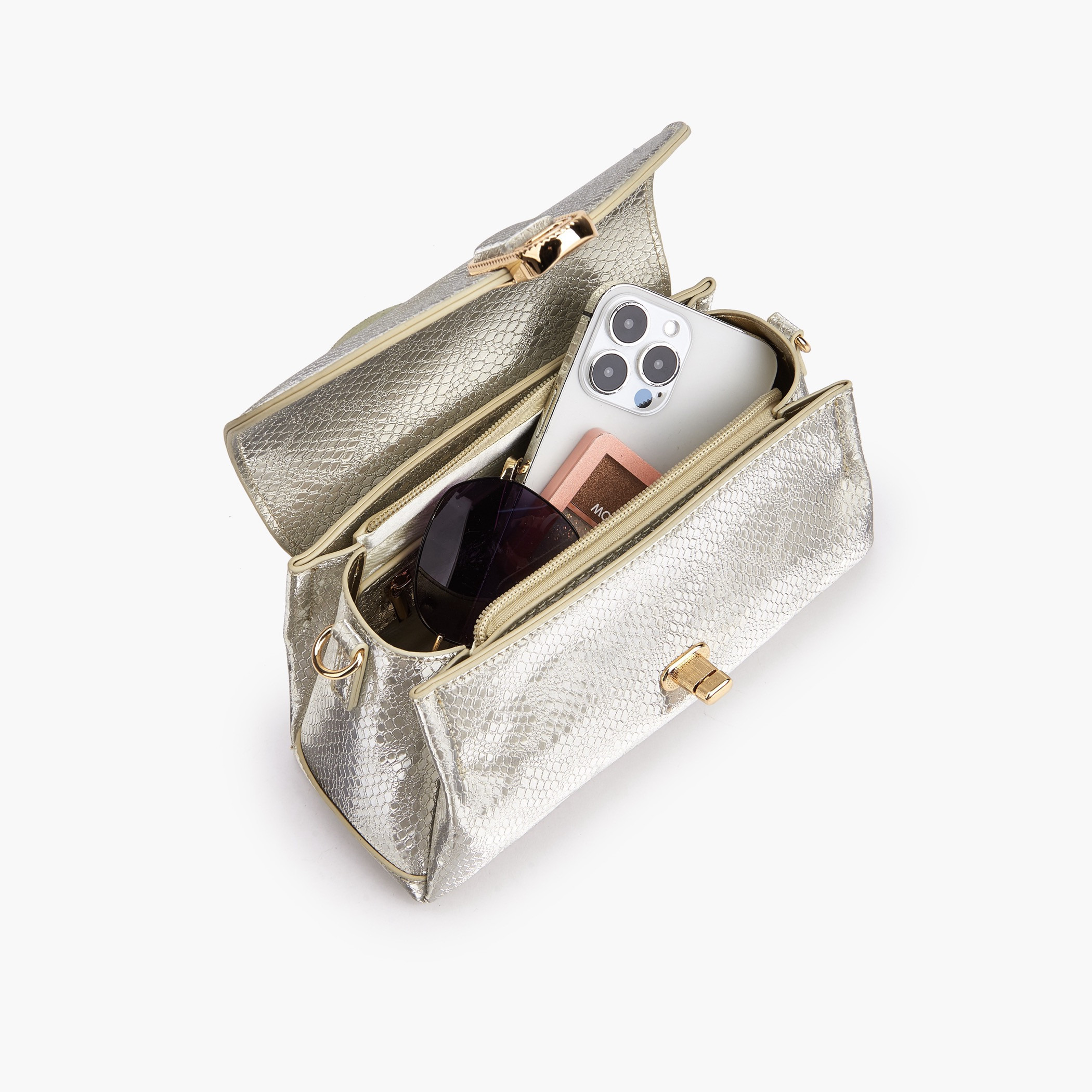 Paprika Metallic Textured Crossbody Bag with Twist Lock Closure-women-bagsandwallets-handbags-image-8