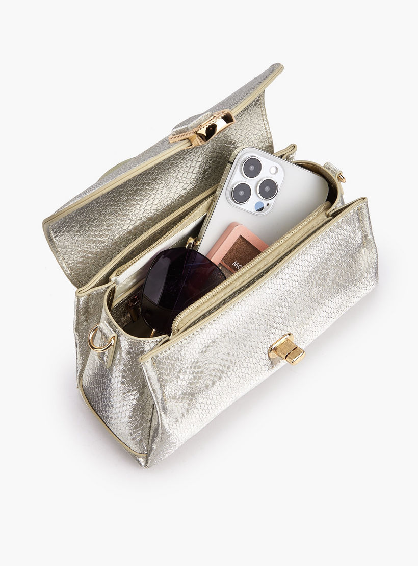 Paprika Metallic Textured Crossbody Bag with Twist Lock Closure-women-bagsandwallets-handbags-image-8