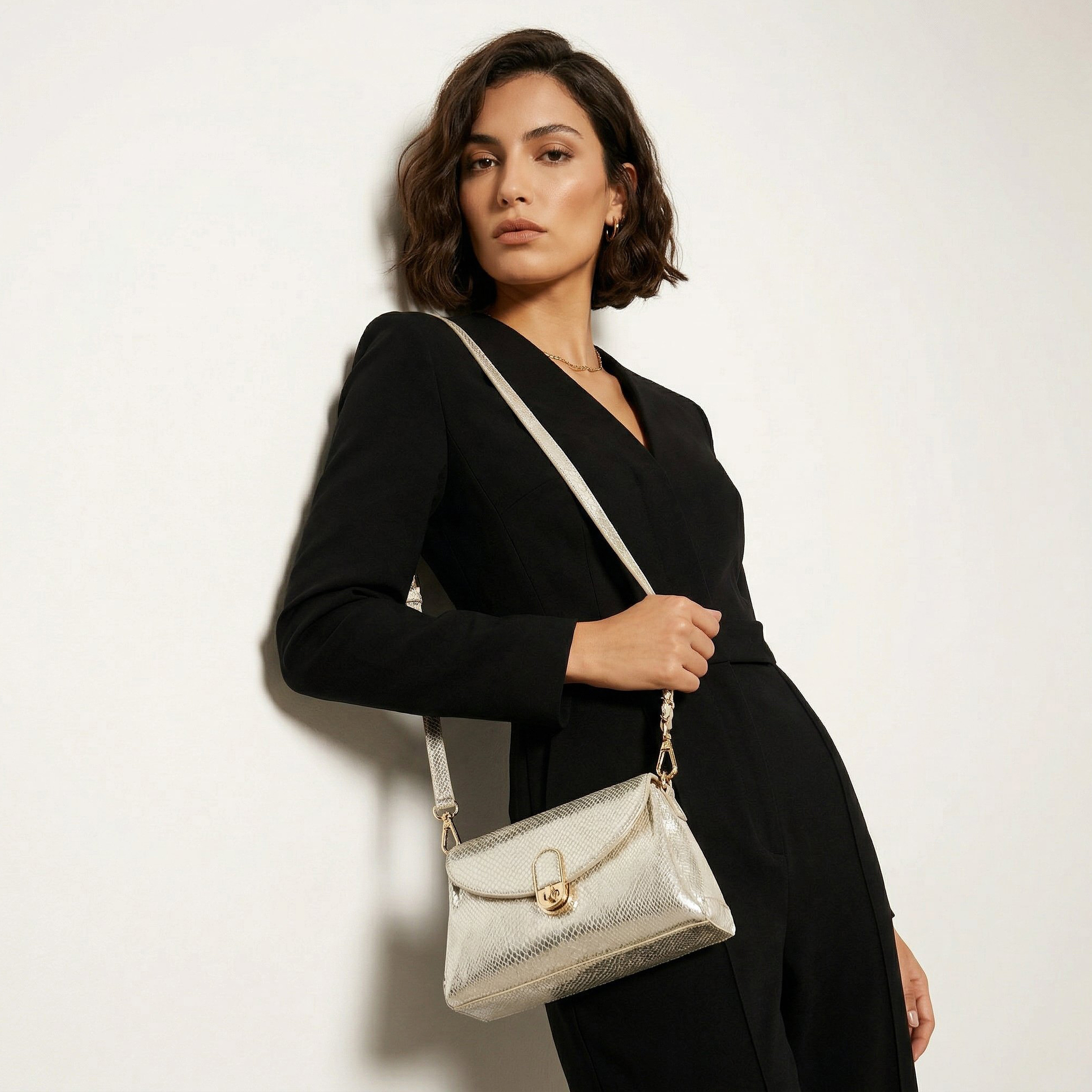 Paprika Metallic Textured Crossbody Bag with Twist Lock Closure-women-bagsandwallets-handbags-image-2