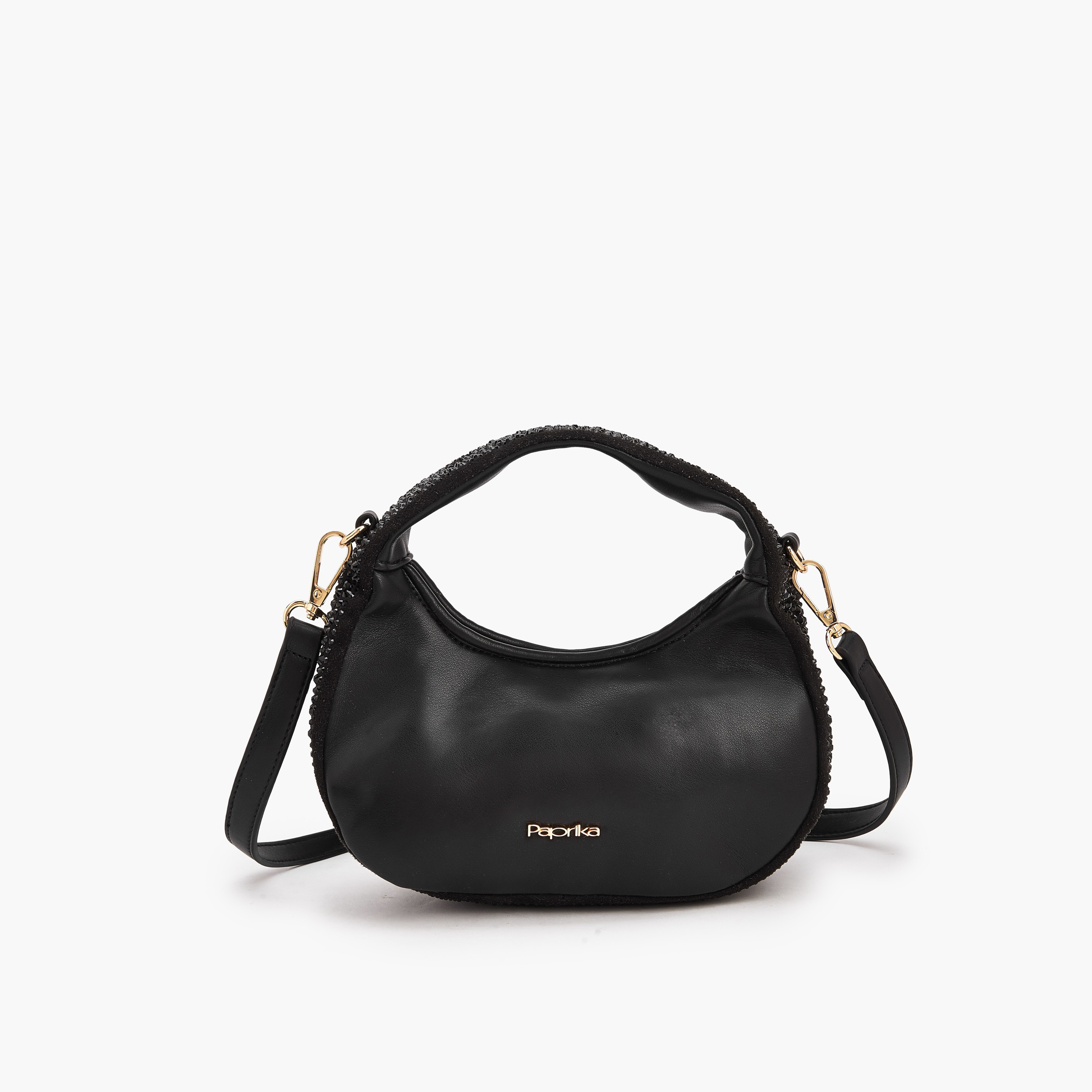 Paprika Diamante Embellished Shoulder Bag with Zip Closure-women-bagsandwallets-handbags-image-5