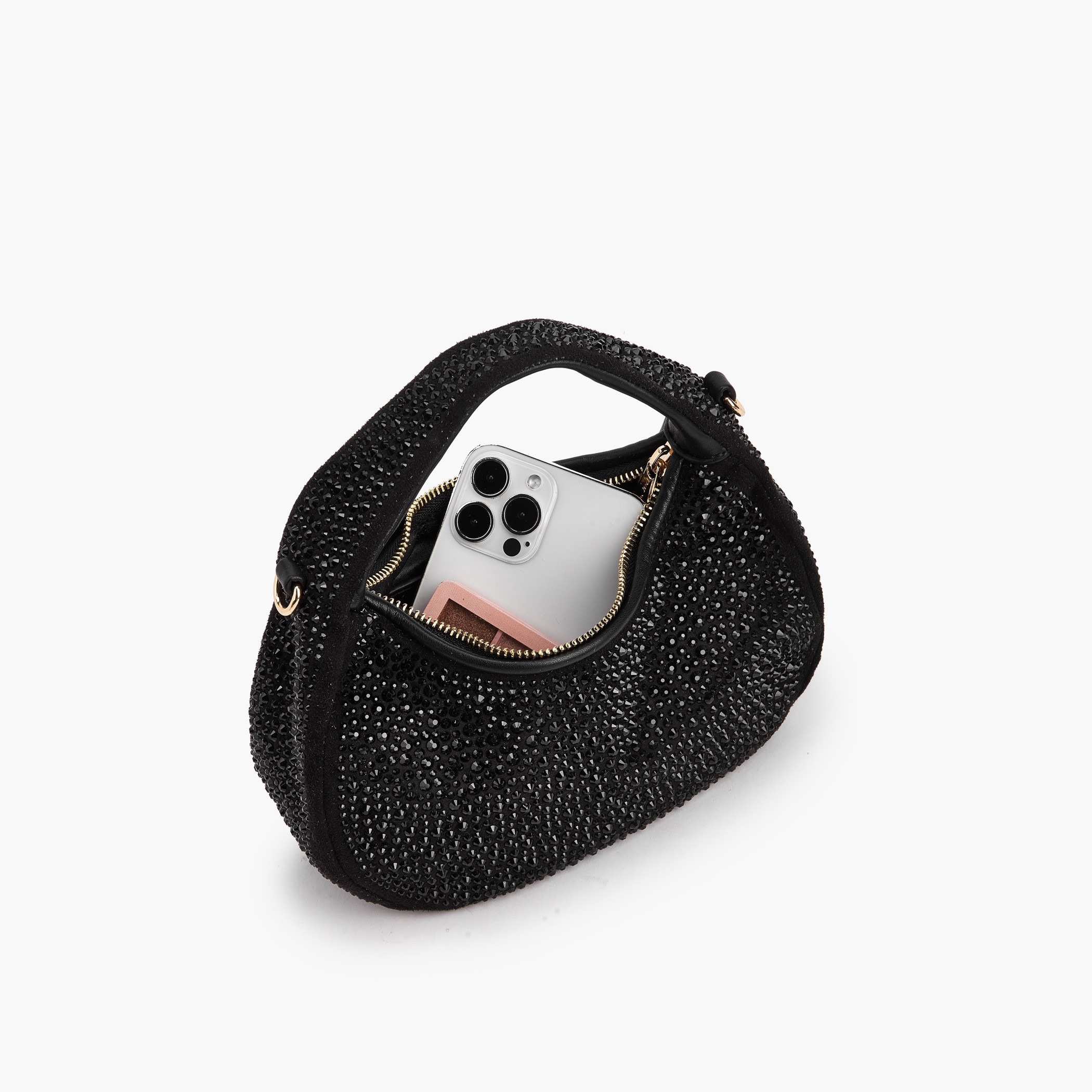 Paprika Diamante Embellished Shoulder Bag with Zip Closure-women-bagsandwallets-handbags-image-7